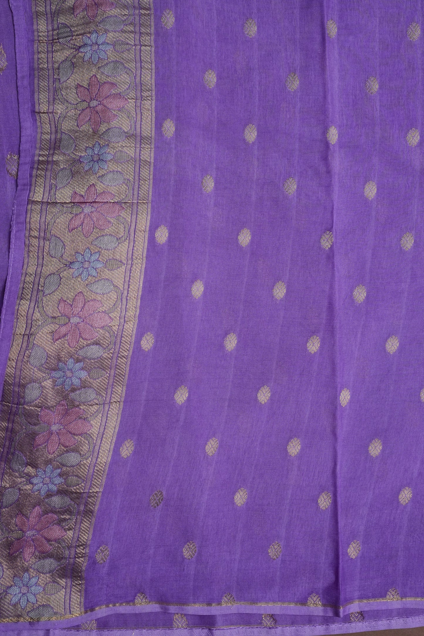 Lavender Woven Floral Tussar Georgette Saree with Zari Border