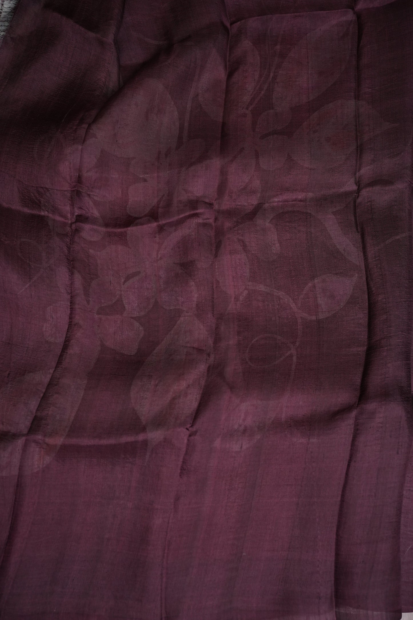 Pure Mulberry Silk Saree in Chocolate Brown with Floral Batik Print | Silk Mark Certified