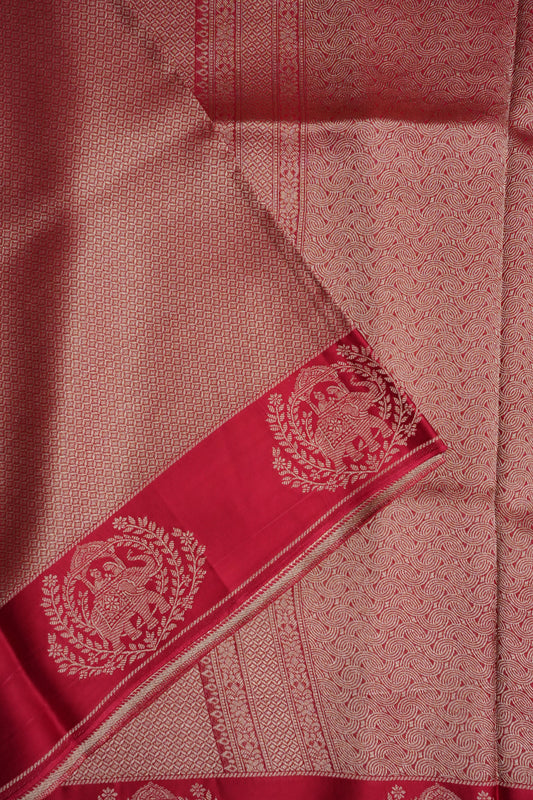 Royal Rani Pink Handwoven Banarasi Silk Saree with Elephant Motif Border