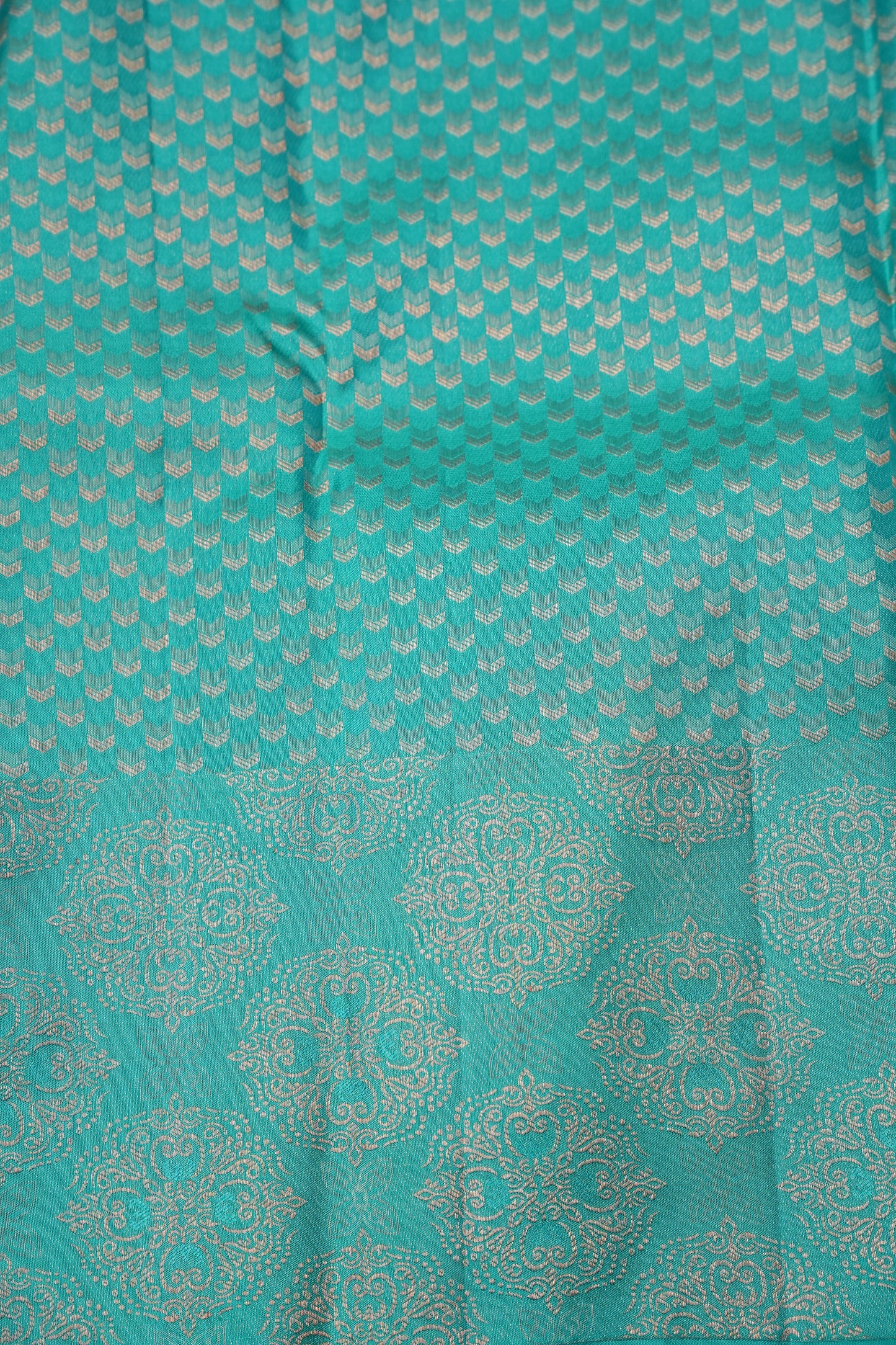 Pure Kanchipuram Fully Brocade Zari Silk Saree with Intricate Zari Weave - Aqua Green & Lavender