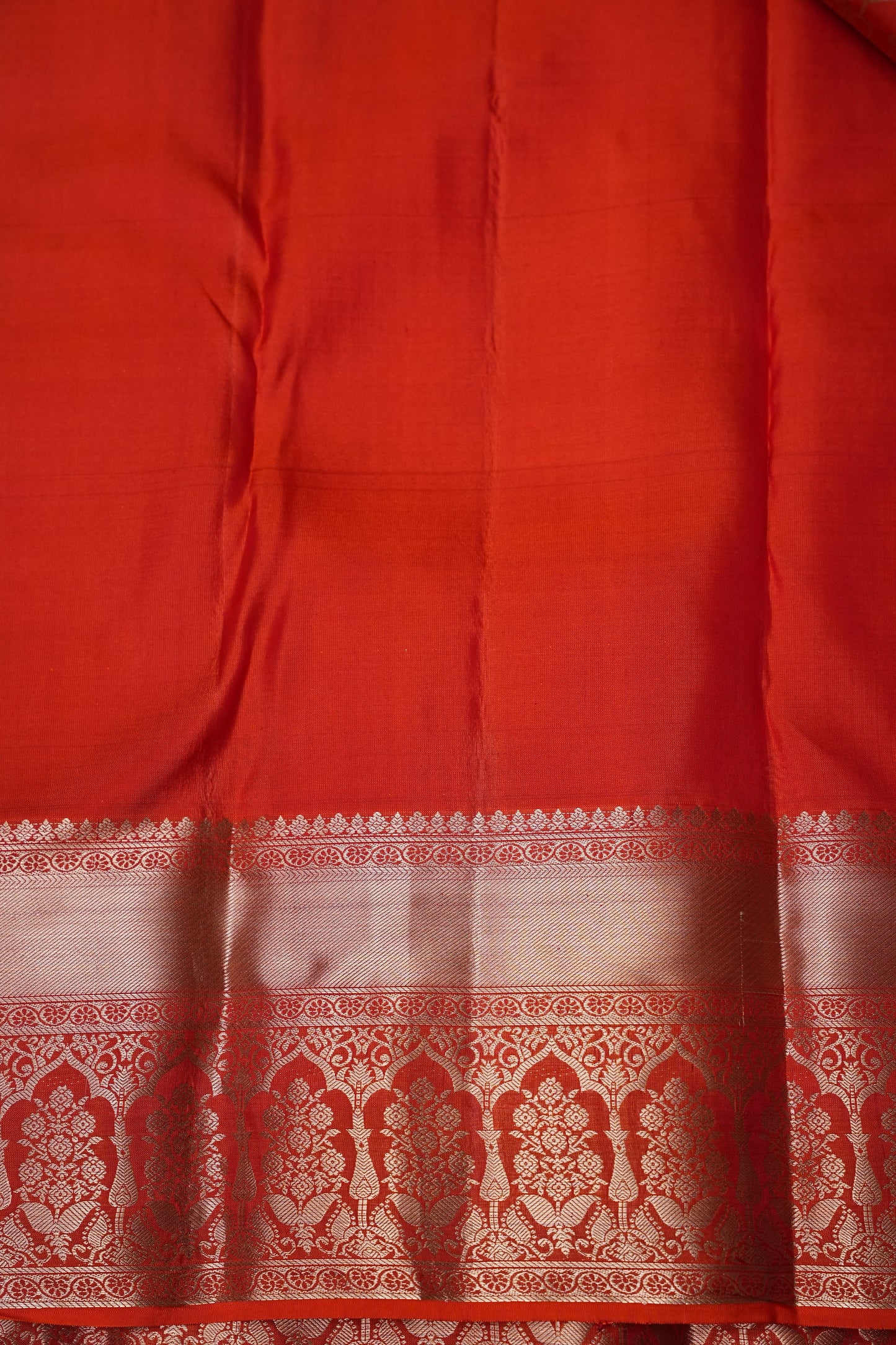 Pure Kanchipuram Silk Saree with Rich Gold Zari Weaving - Vibrant Coral Orange