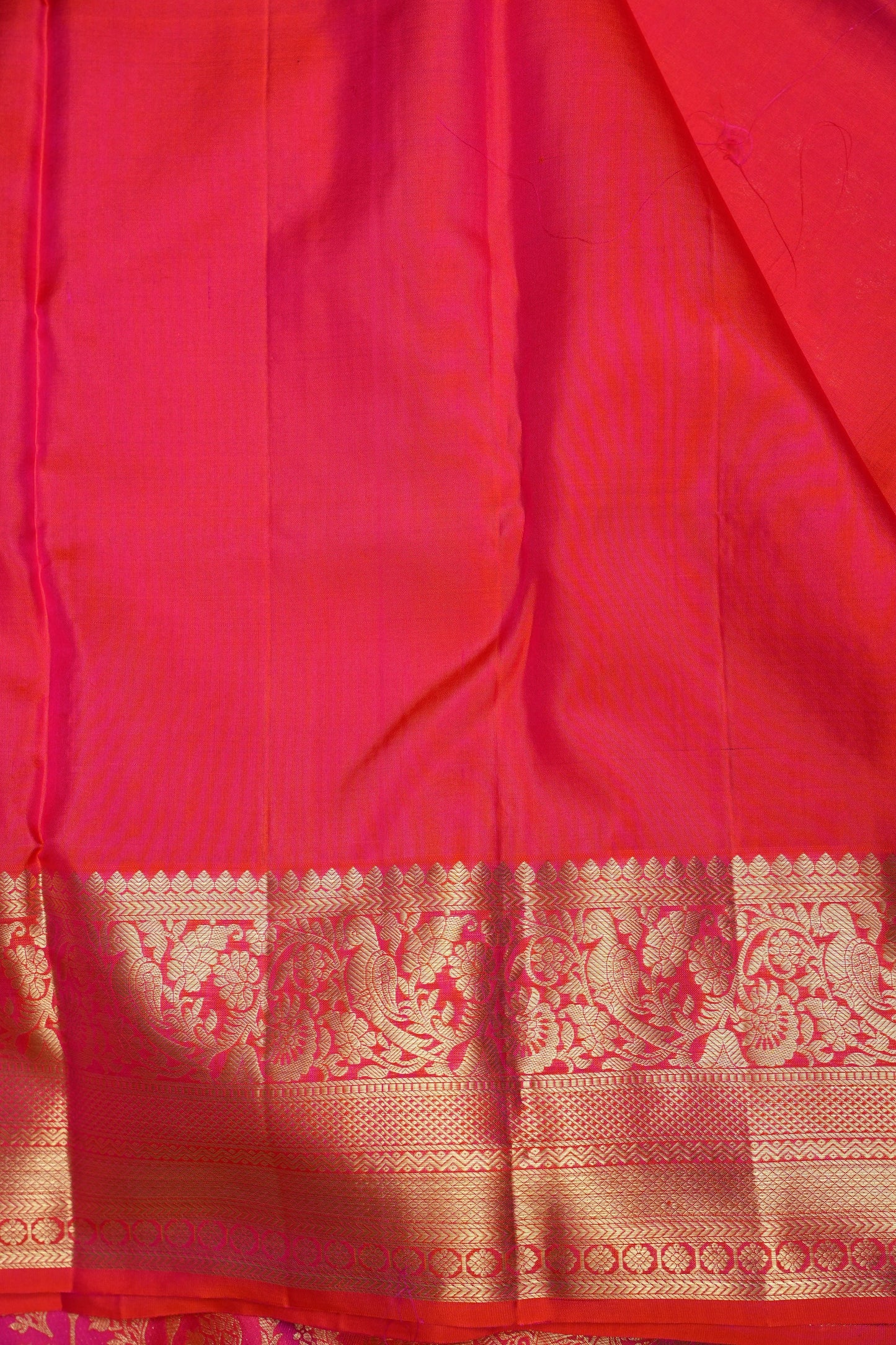 Rangkat Collection - Fiery Orange & Pink Dual Tone Kanchipuram Silk Saree with Rich Gold Zari Weave