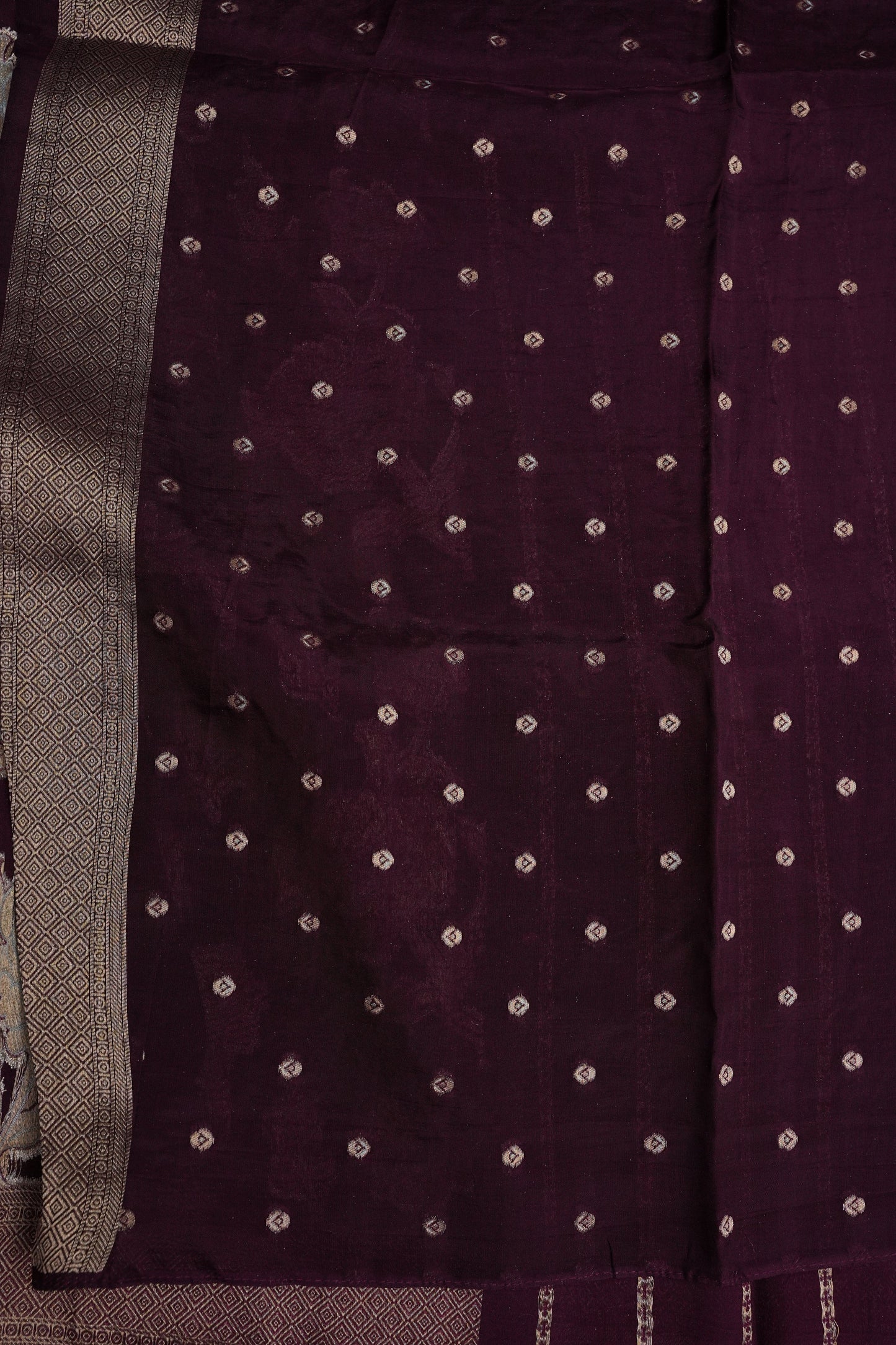 Tussar Banarasi Raw Silk Saree with Floral Paithani Weaves β Wine