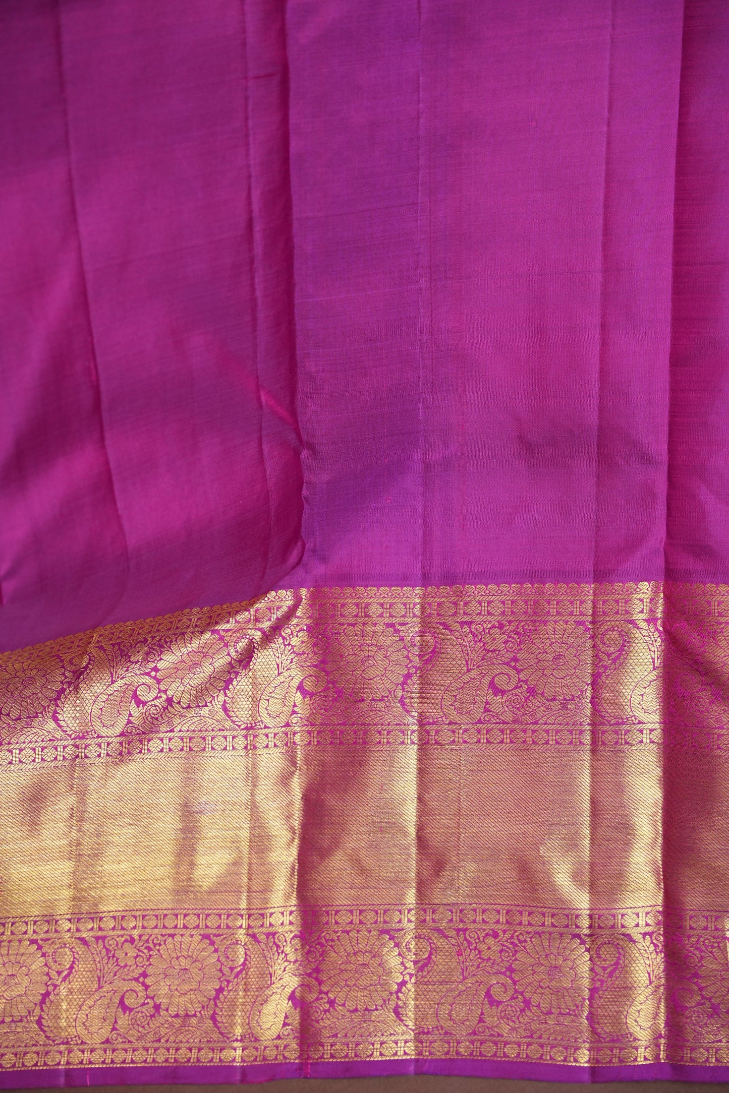 Pure Kanchipuram Silk Saree with Rich Gold Zari Weaving - Magenta