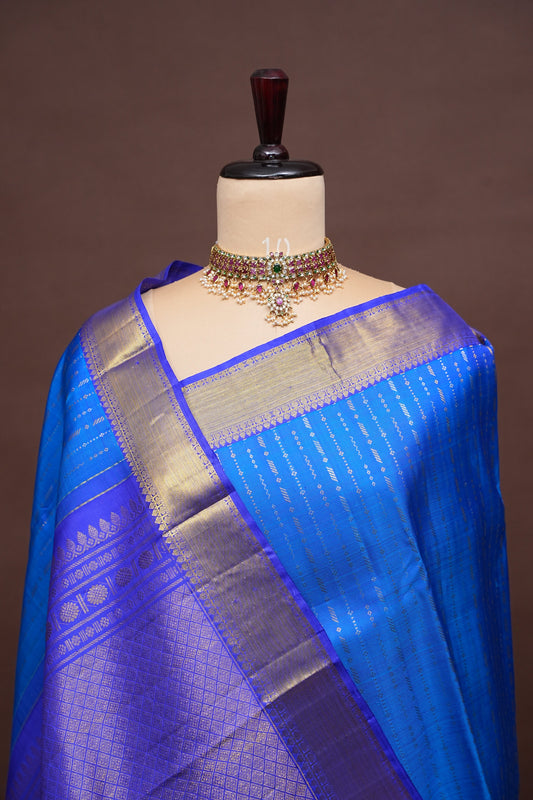 Pure Kanchipuram Silk Saree with Gold Zari - Royal Blue