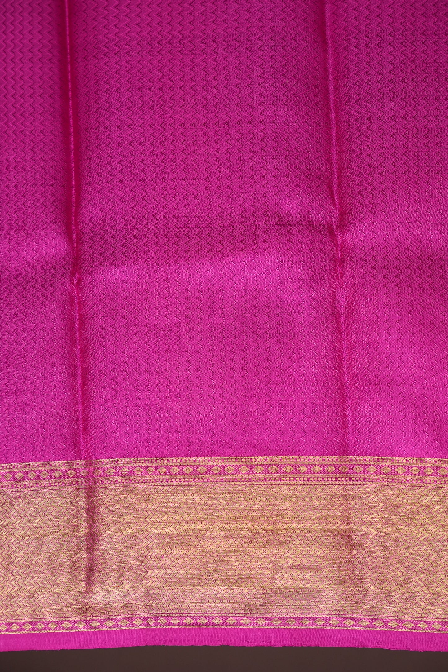 Pure Kanchipuram Silk Saree with Rich Gold Zari - Vermilion Orange with Pink