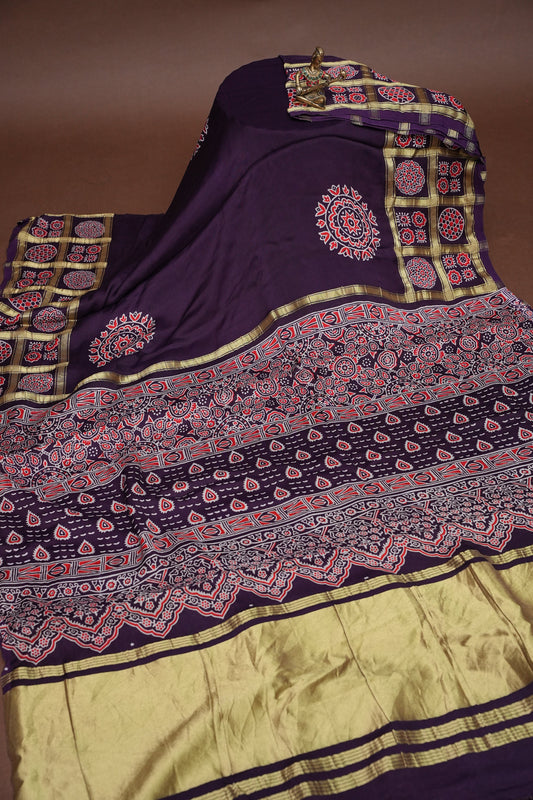 Bandhini Garchola Saree - Purple
