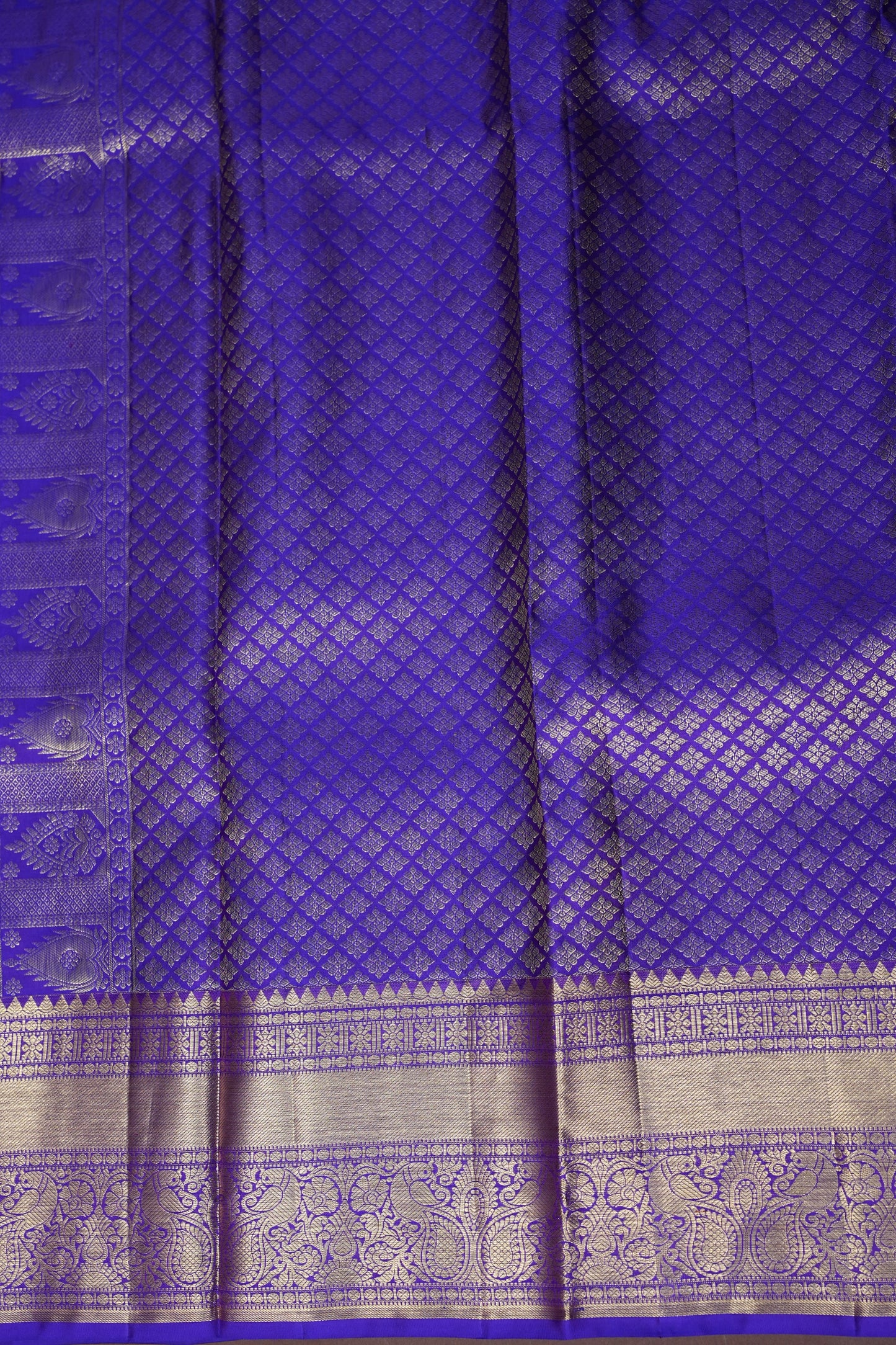 Royal Violet Pure Kanchipuram Silk Saree with Antique Gold Zari Weaving | Silk Mark Certified