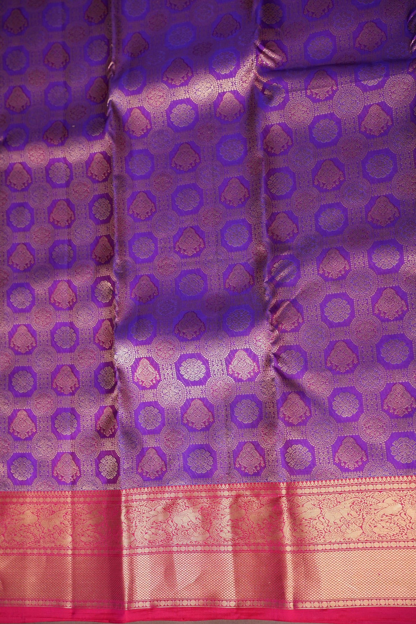 Royal Purple & Rani Pink Kanchipuram Silk Saree|Silk Mark Certified