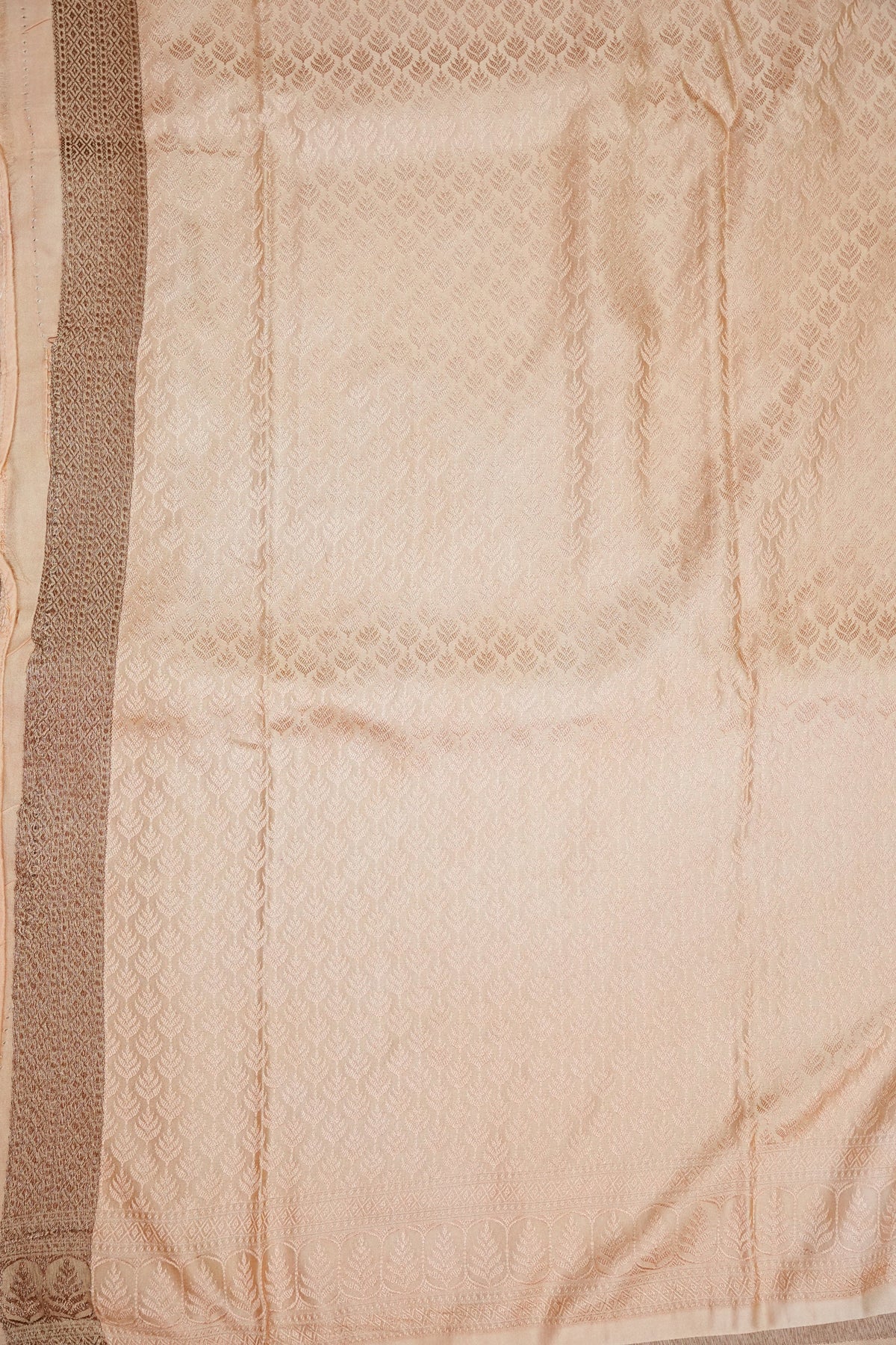 Satin Georgette Banarasi Saree with Antique Buttas & Border β Ivory