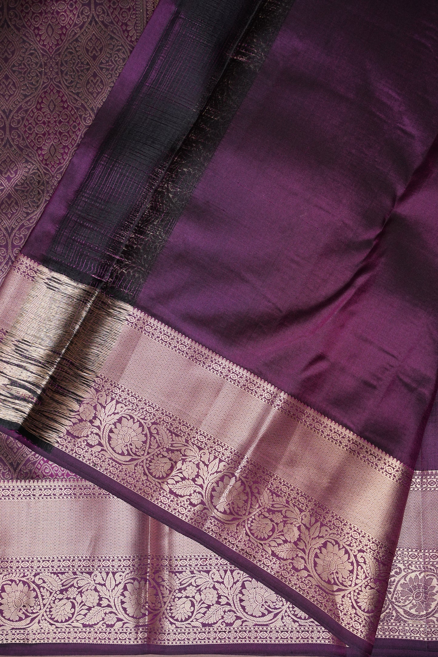 Mauve Purple Pure Kanchipuram Silk Saree with Gold Zari Weaving|Silk Mark Certified