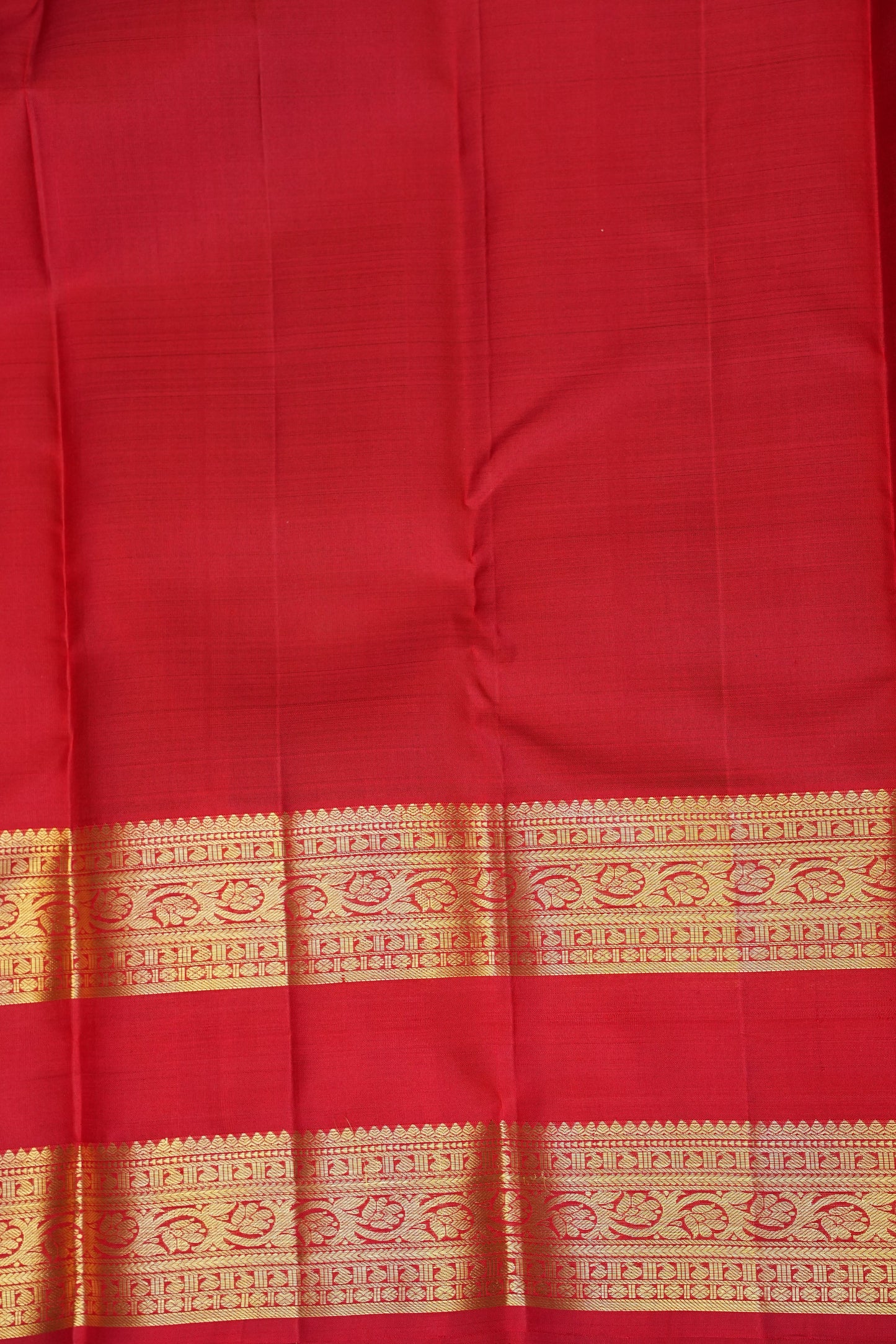 Pure Kanchipuram Silk Saree with Rich Gold Zari - Green & Vermilion Red