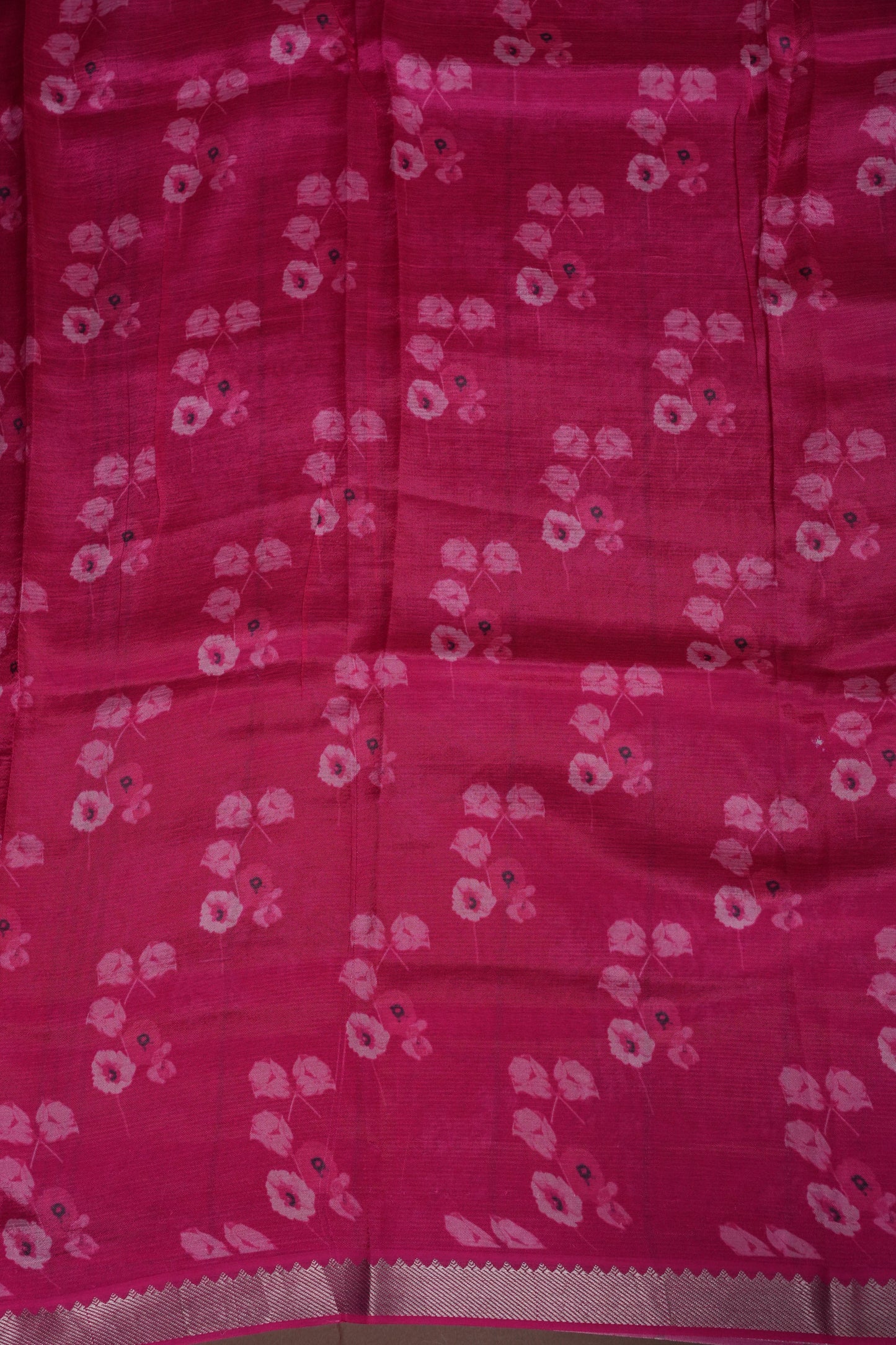 Mangalagiri Printed Silk Saree - Light Yellow & Rani Pink