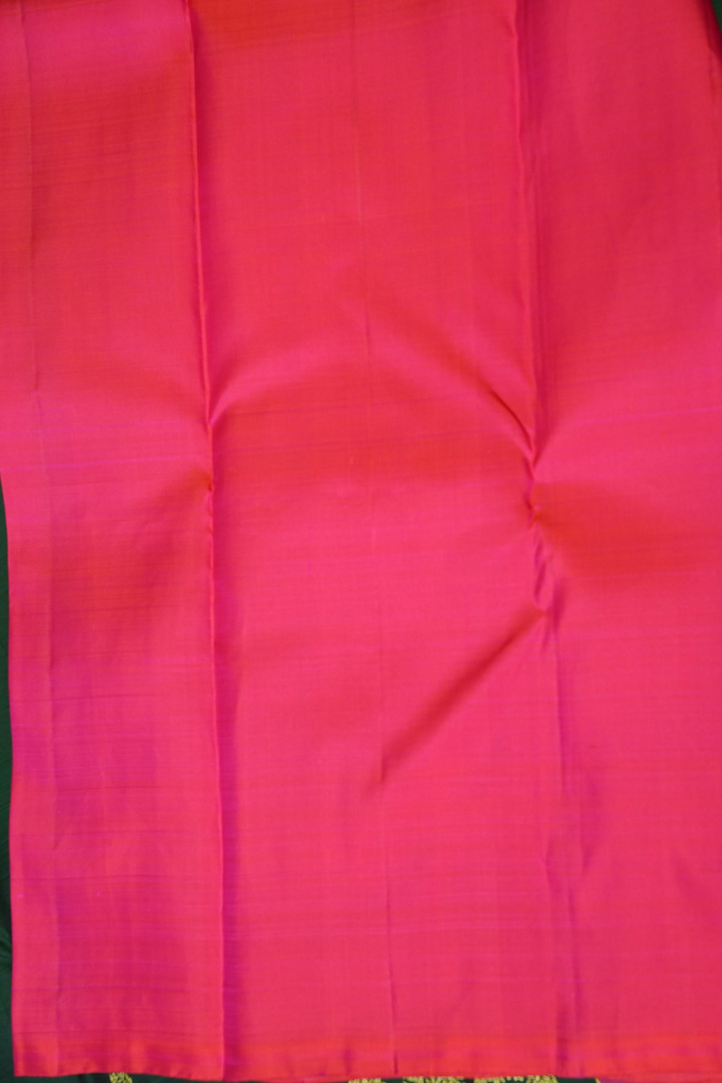 Pure Kanchipuram Silk Saree with Gold Zari Pallu - Emerald Green & Coral Pink