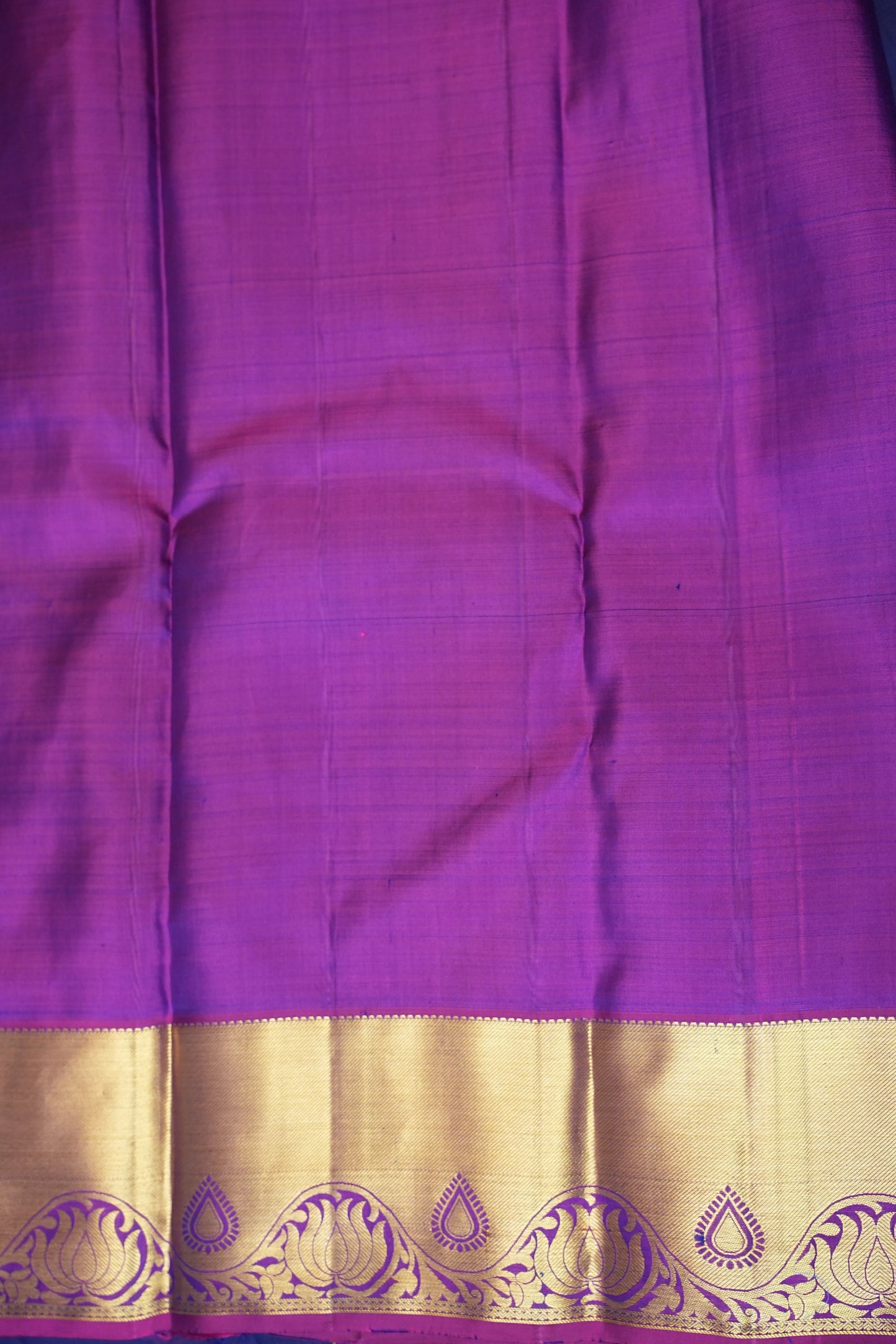 Pure Kanchipuram Silk Saree with Rich Gold Zari Weave – Royal Blue & Magenta