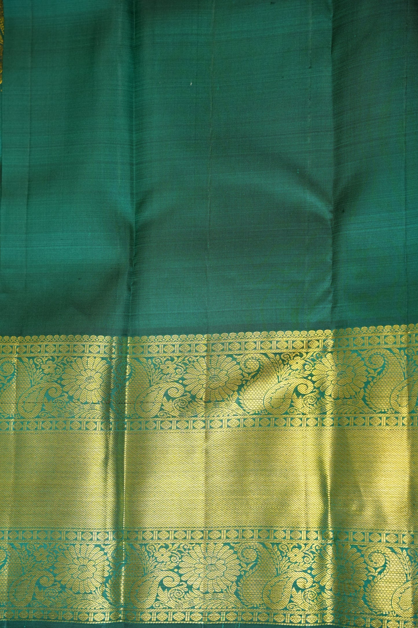 Pure Kanchipuram Silk Saree with Rich Gold Zari Weave - Emerald Green
