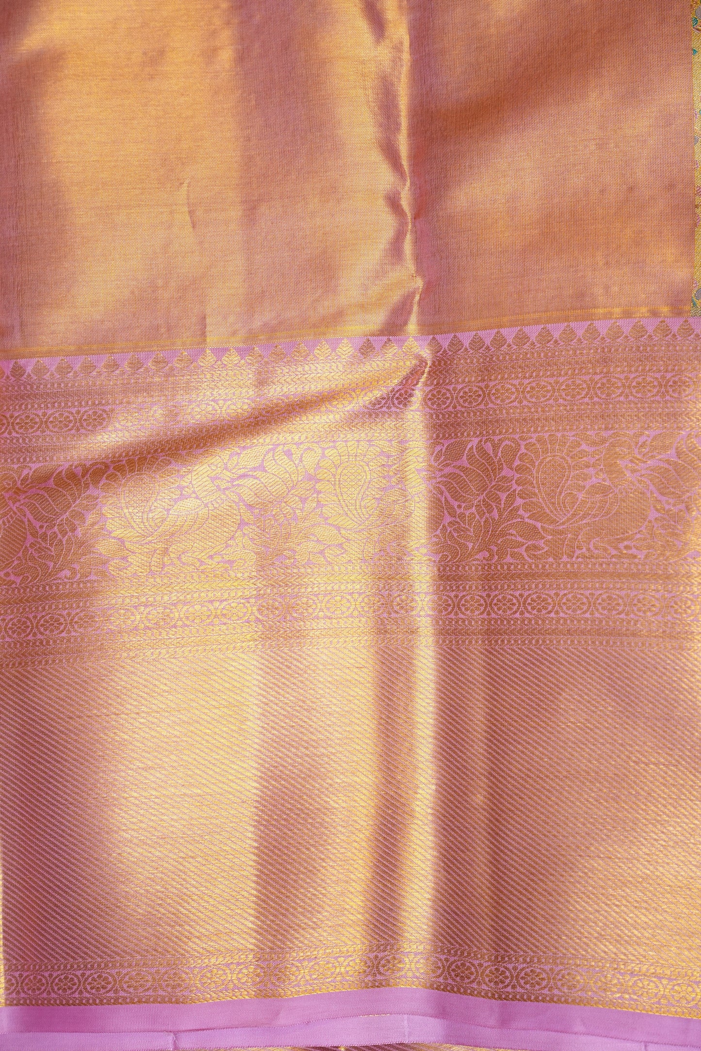 Beige & Gold and Baby Pink Pure Tissue Kanchipuram Silk Saree|Silk Mark Certified