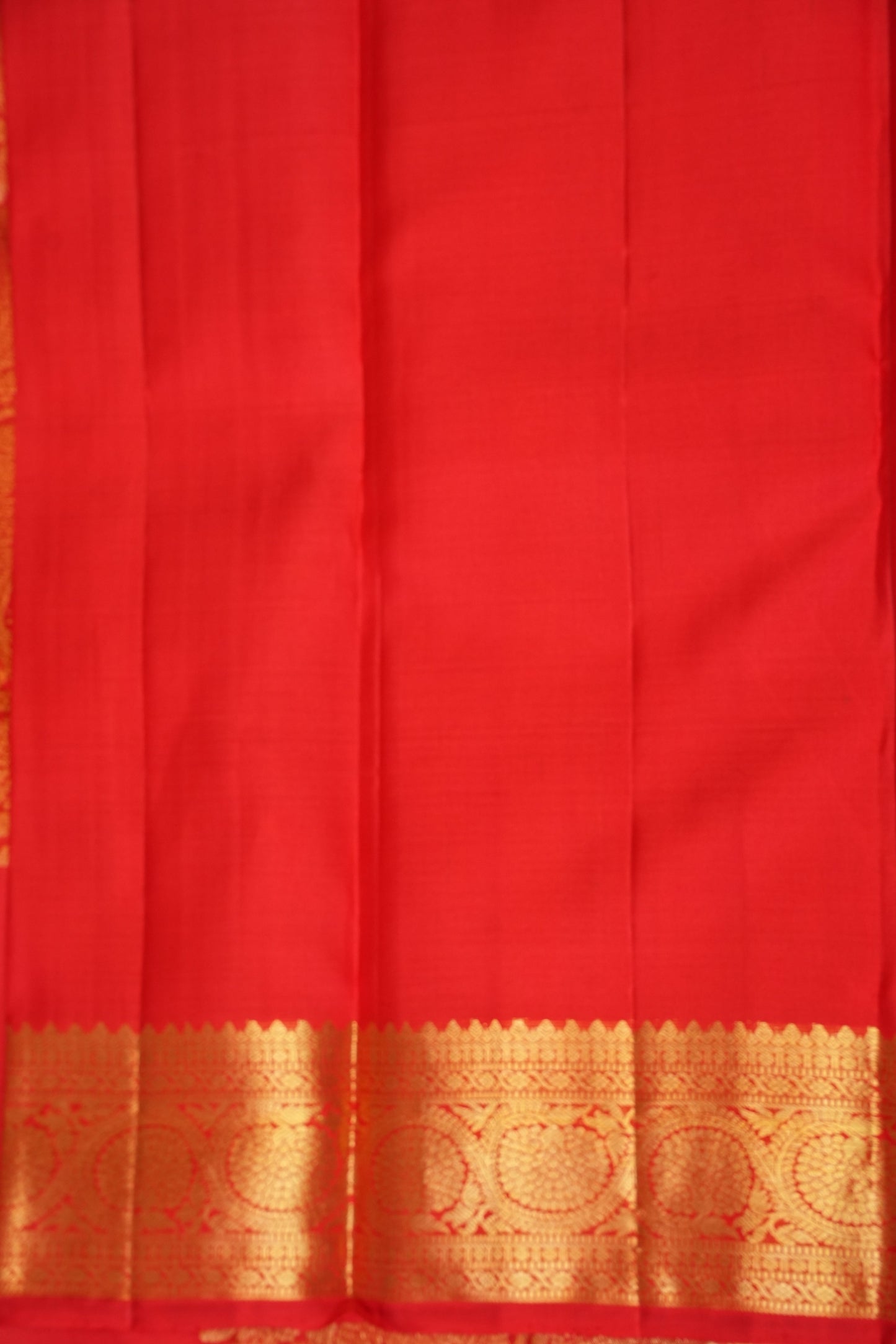 Pure Kanchipuram Silk Saree with Rich Gold Zari Weave - Vibrant Red