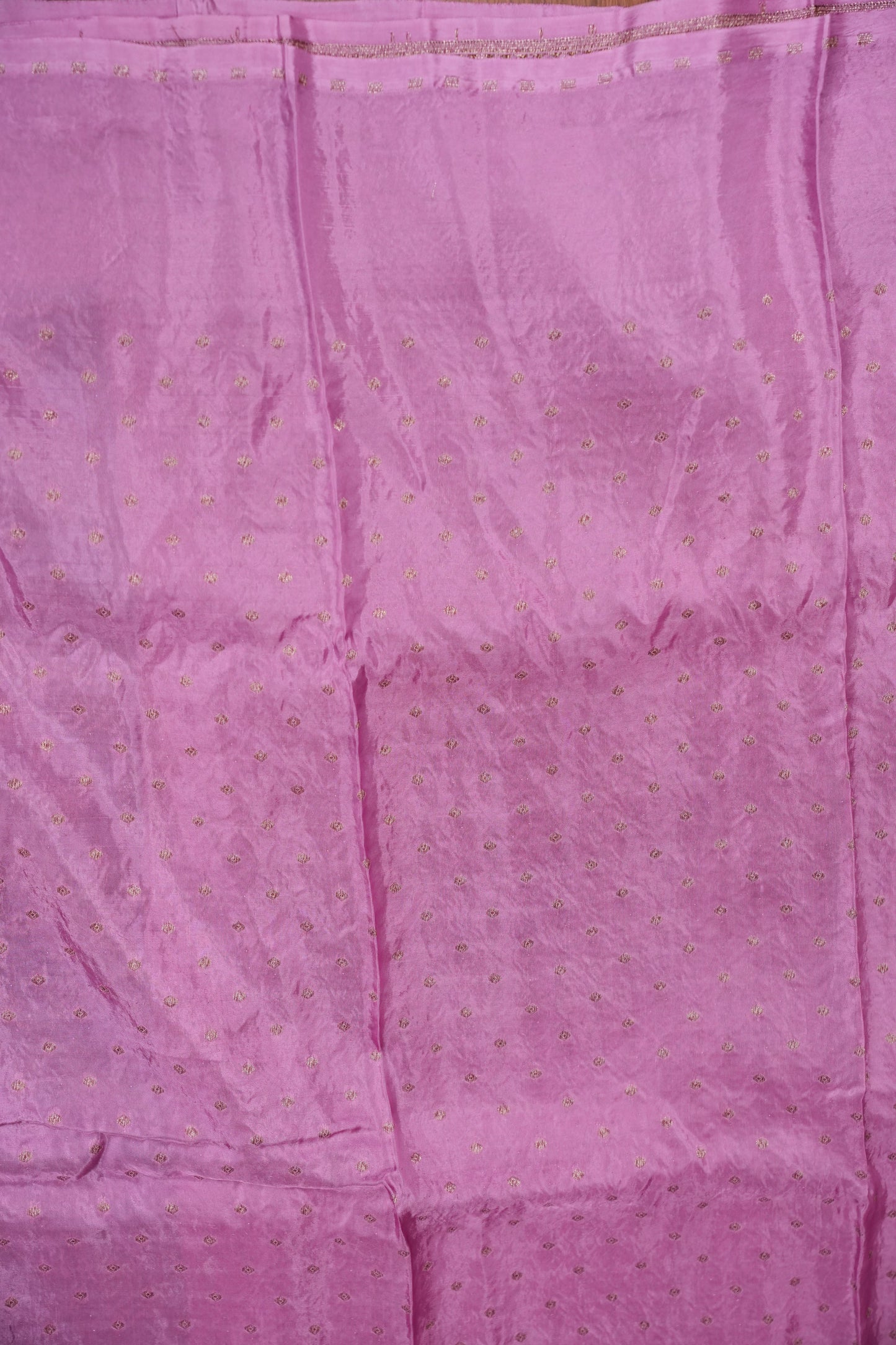 Khaddi Georgette Crepe Silk Saree with Antique Border β Purple & Pink