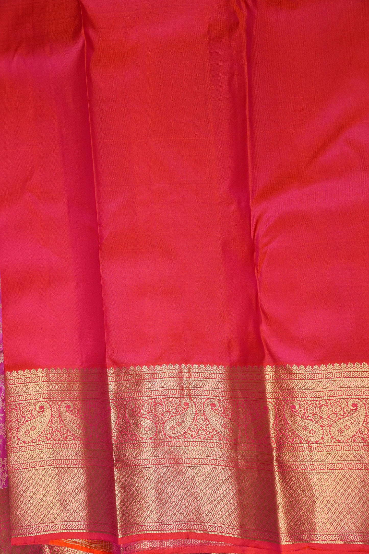 Pure Kanchipuram Silk Saree with Rich Gold Zari Weave - Candy Pink & Orange