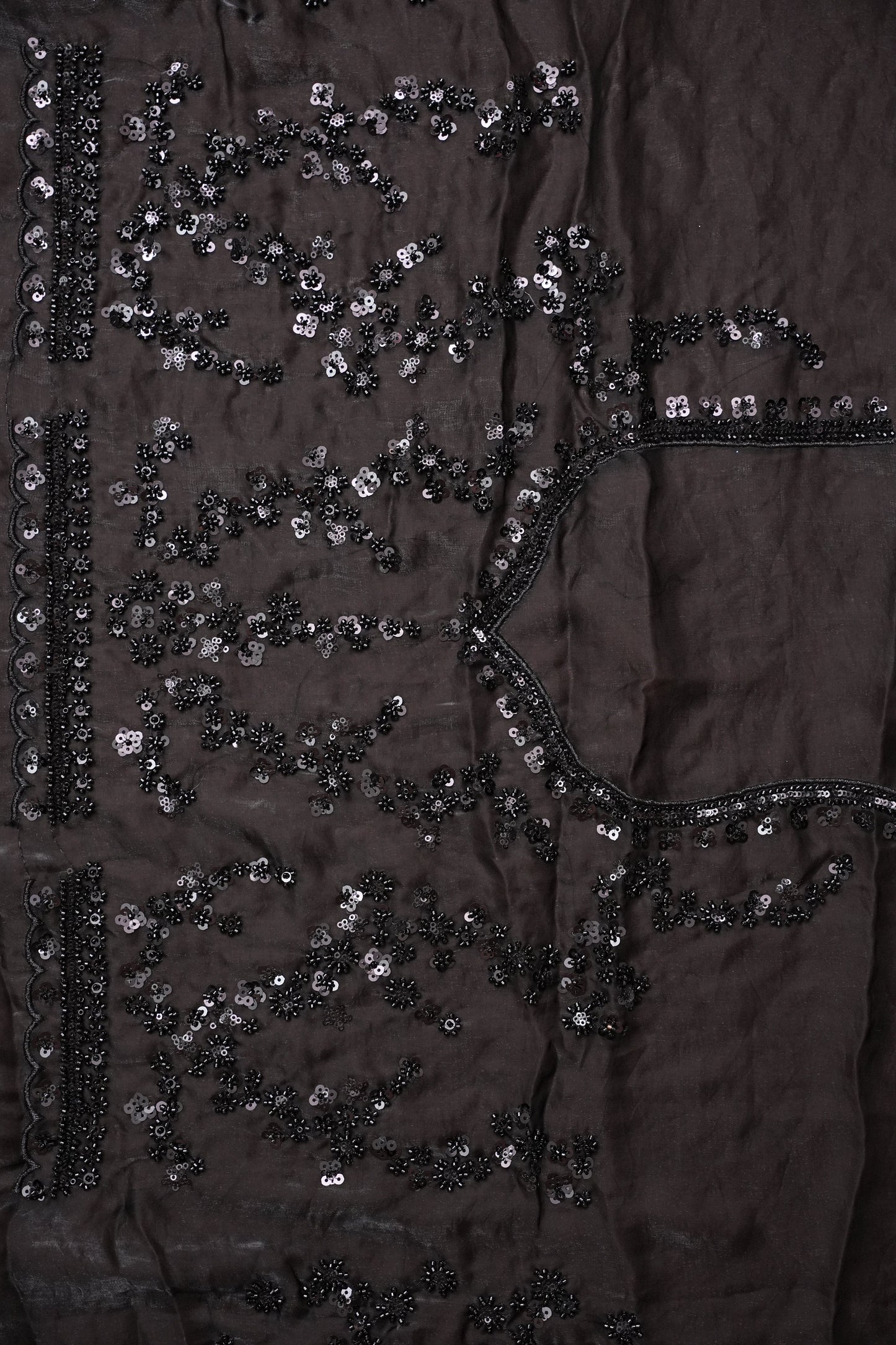 Midnight Black Sequin Embroidered Party Wear Saree|Subarnam's Exclusive