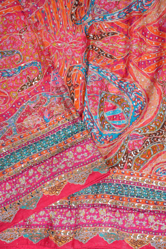 Rani Pink Designer Paisley Party Wear Saree