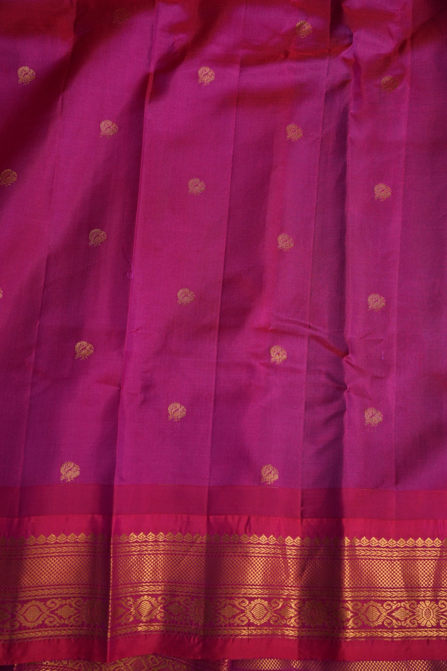 Pure Gadwal Silk Saree - Blue with Pink|Silk Mark Certified