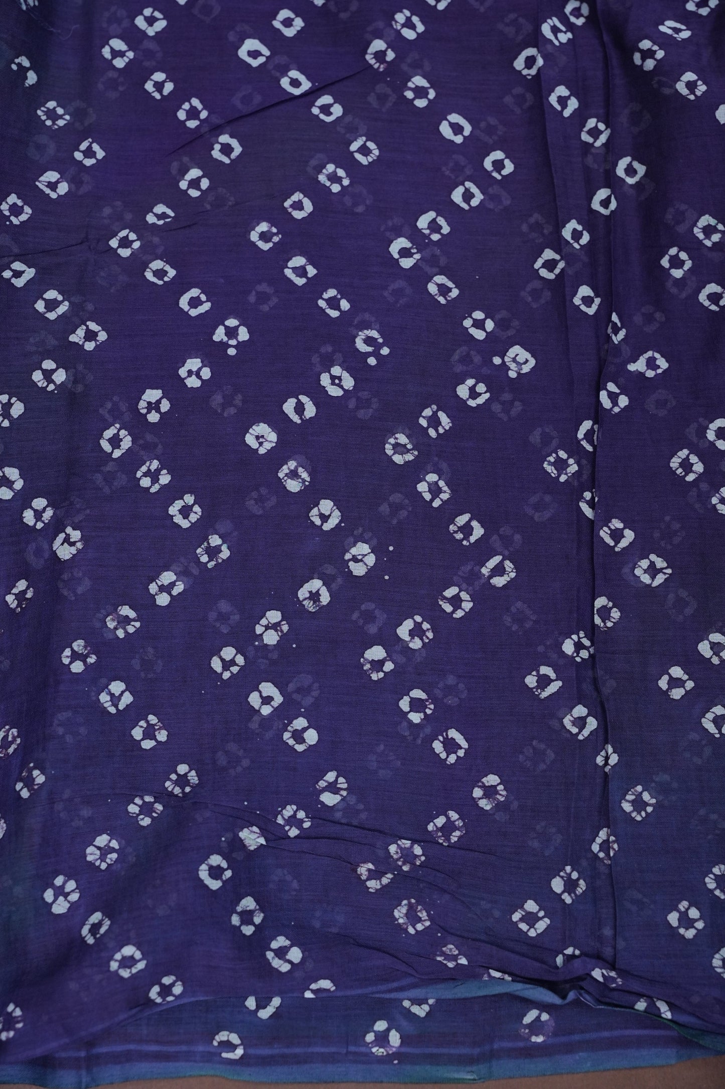 Batik Printed Mulmul Cotton Saree - Green