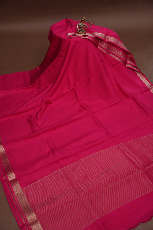 Pink Crepe Silk Saree with Embroidered Blouse