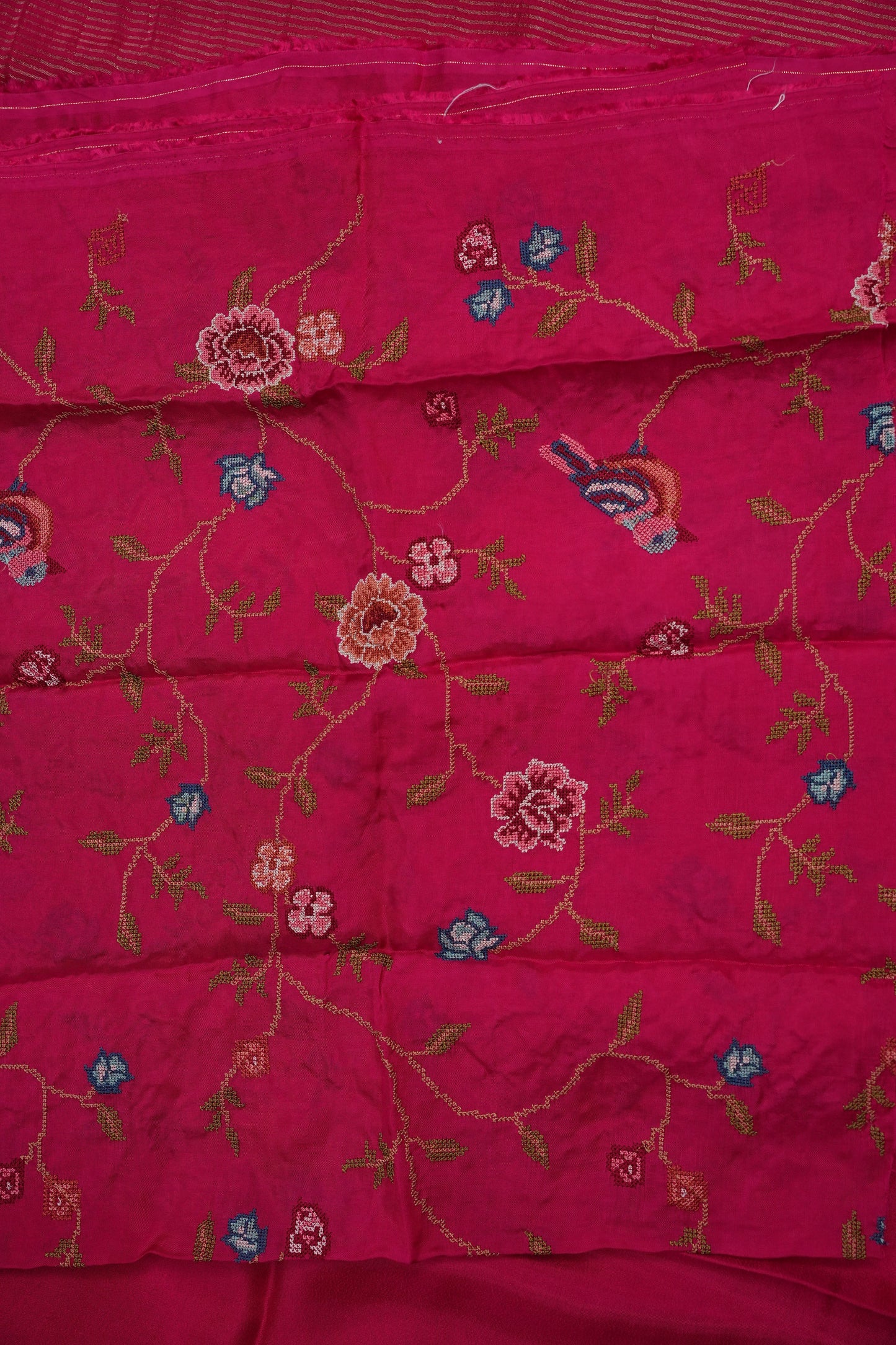 Pink Crepe Silk Saree with Embroidered Blouse