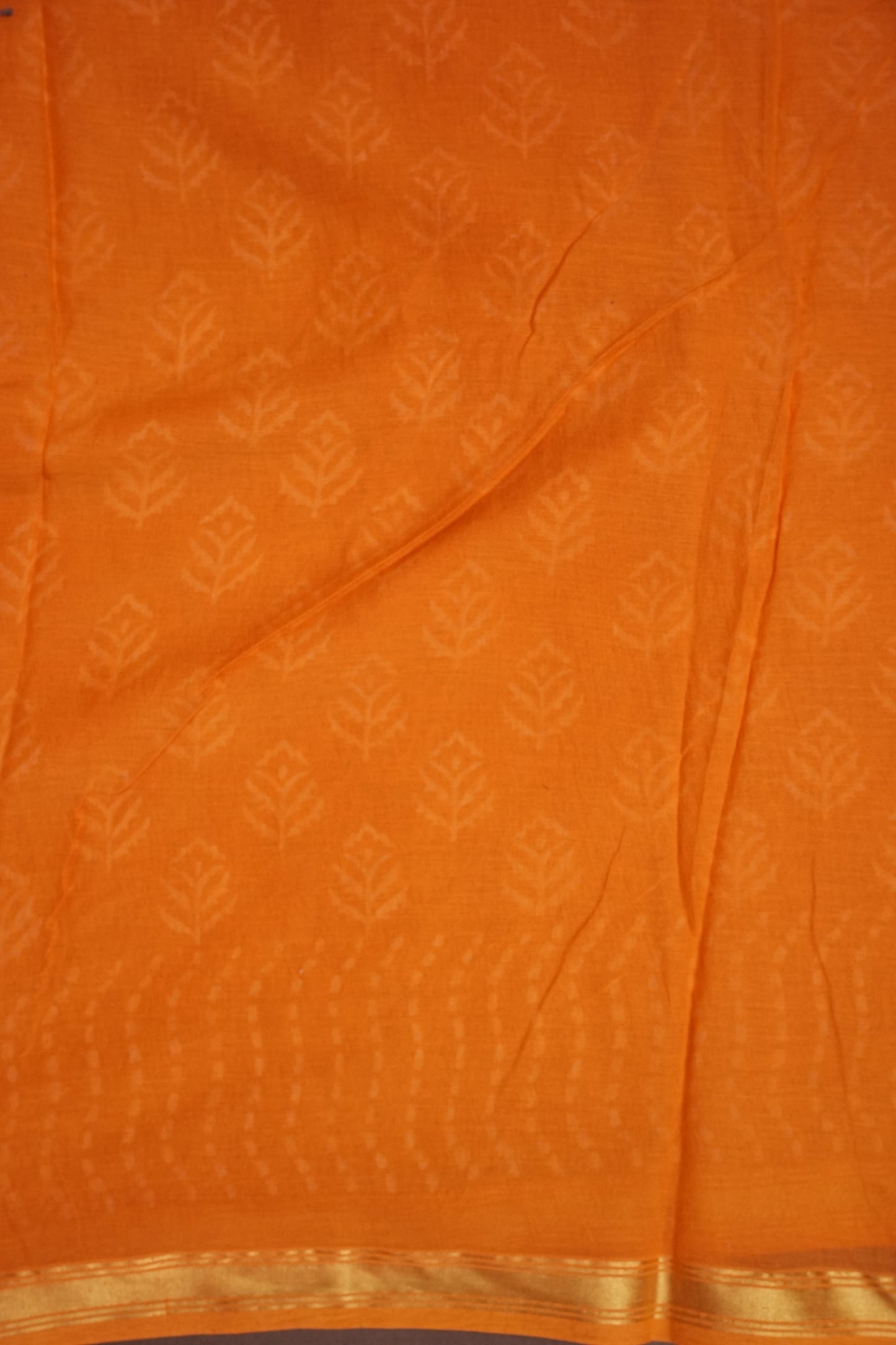 Mul Mul Cotton Ajrak Print Saree - Mustard