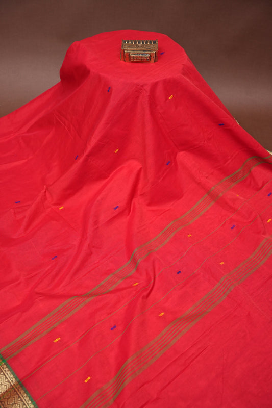 Soft Cotton Saree - Red