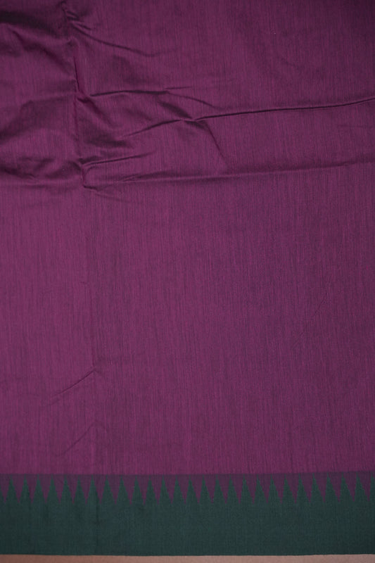 Temple Border Silk Cotton Saree - Purple