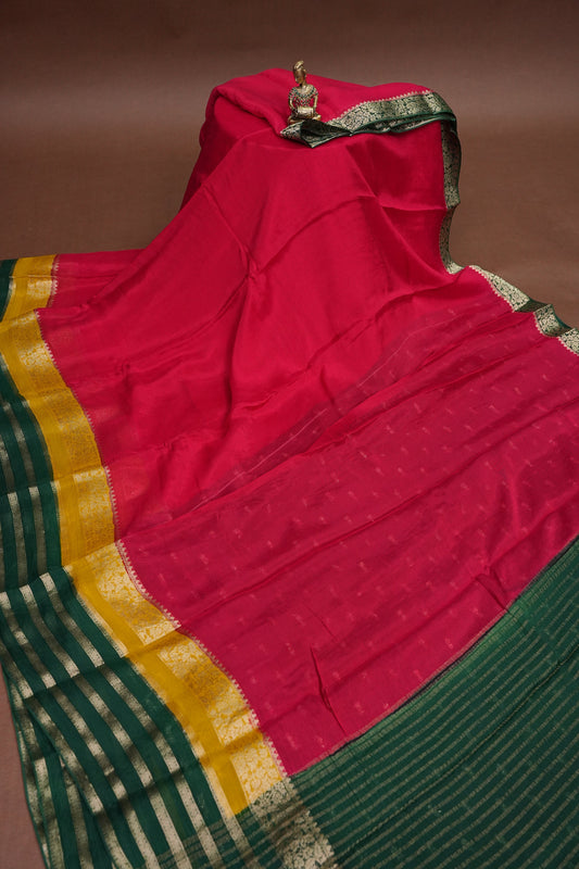 Georgette Crepe Sarees - Rani Pink