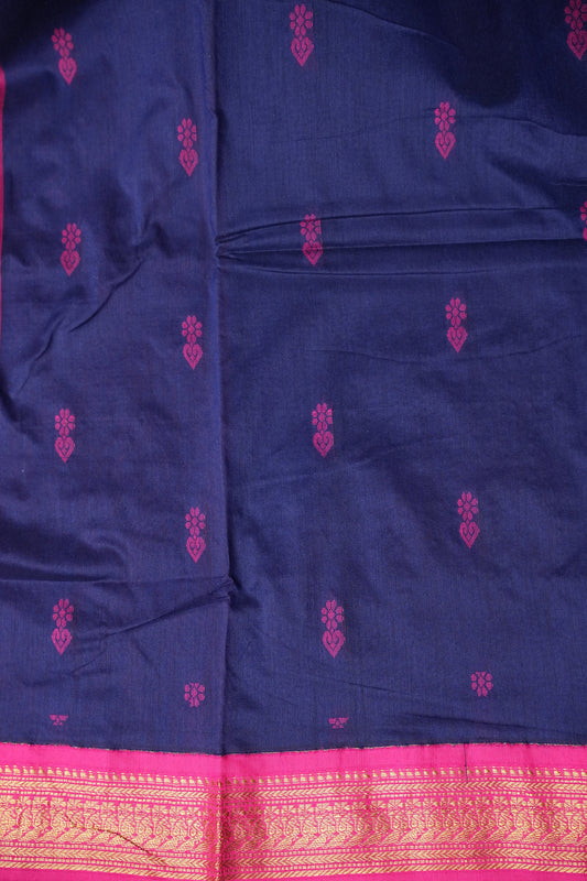 Kalyani Cotton Silk Saree - Blue and Pink