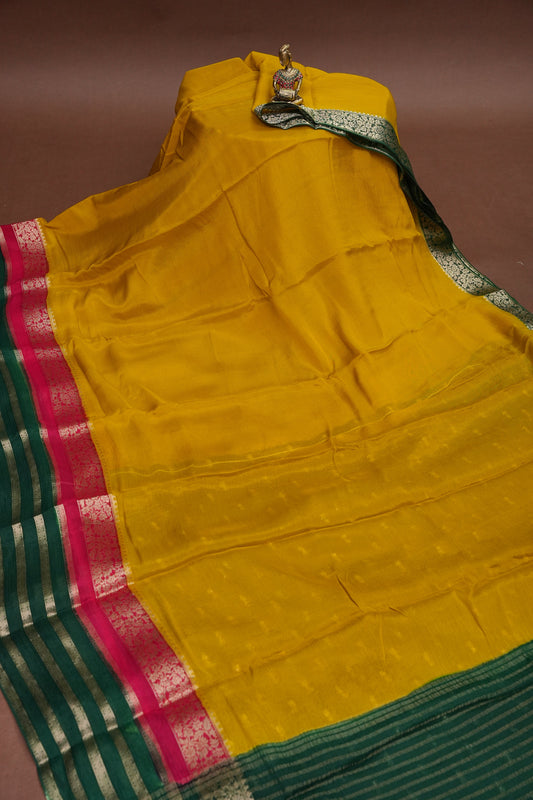 Georgette Crepe Sarees - Mustard