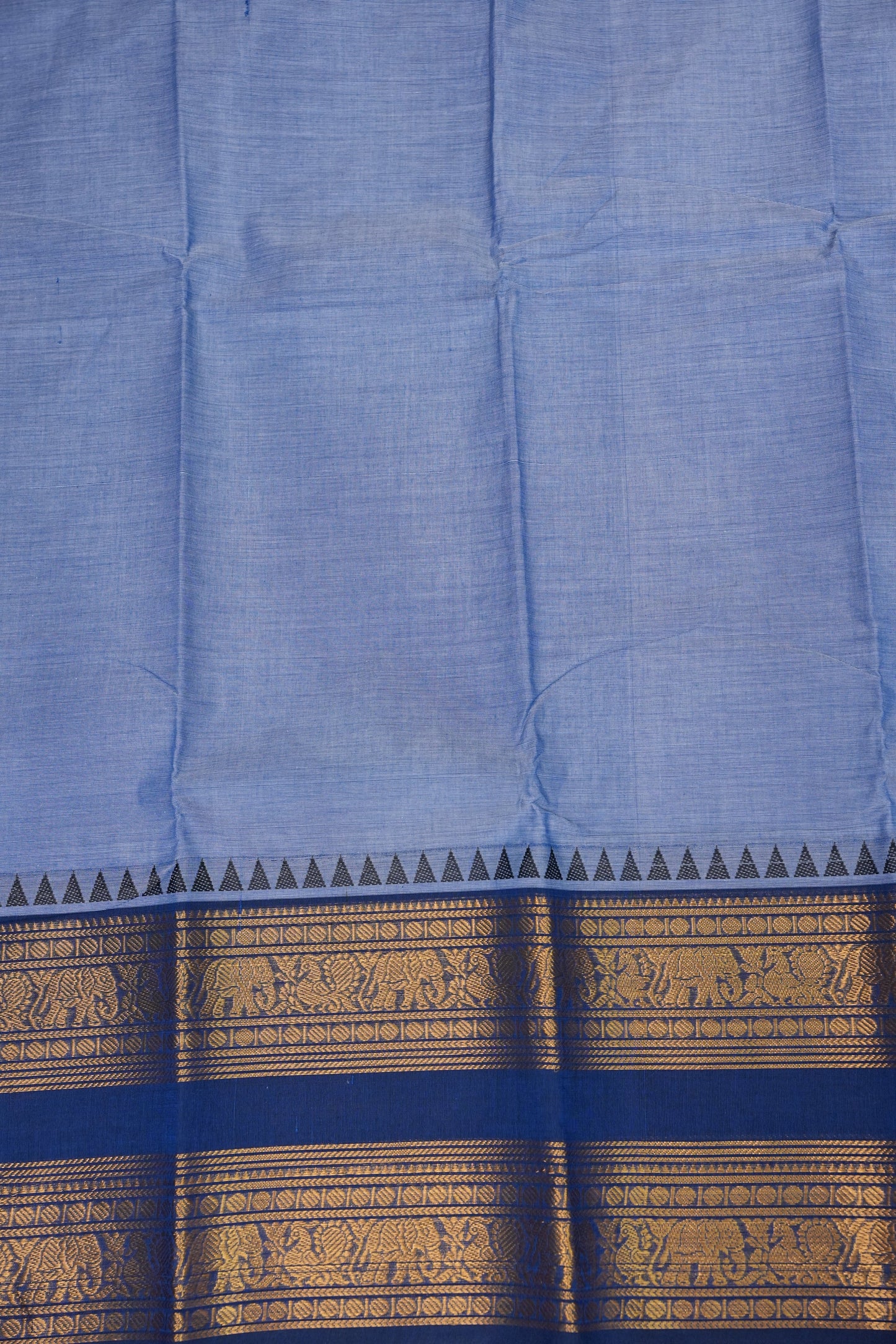 Kanchi Cotton Sarees - Bluish Grey & Blue