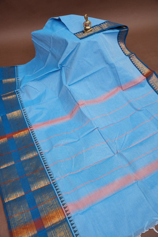 Kanchi Cotton Sarees - Baby Blue