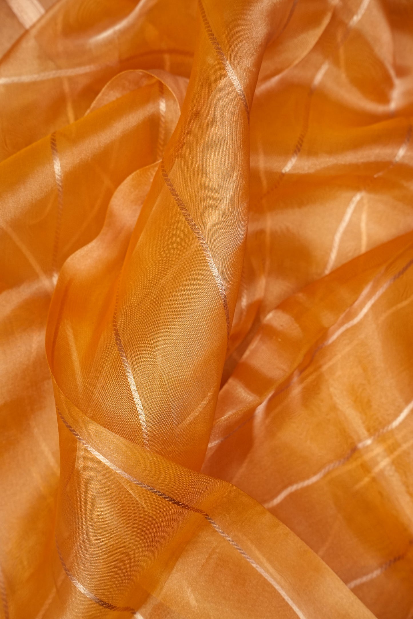 Bronze Orange Tissue Organza Pure Silk Saree