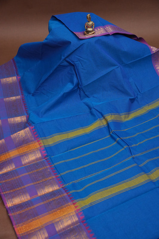 Kanchi Cotton Sarees - Ink Blue & Purple