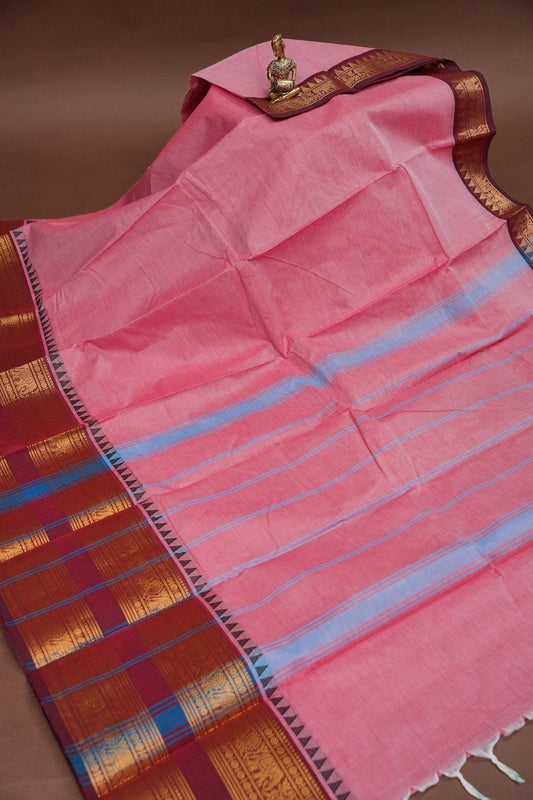 Kanchi Cotton Sarees - Salmon Pink