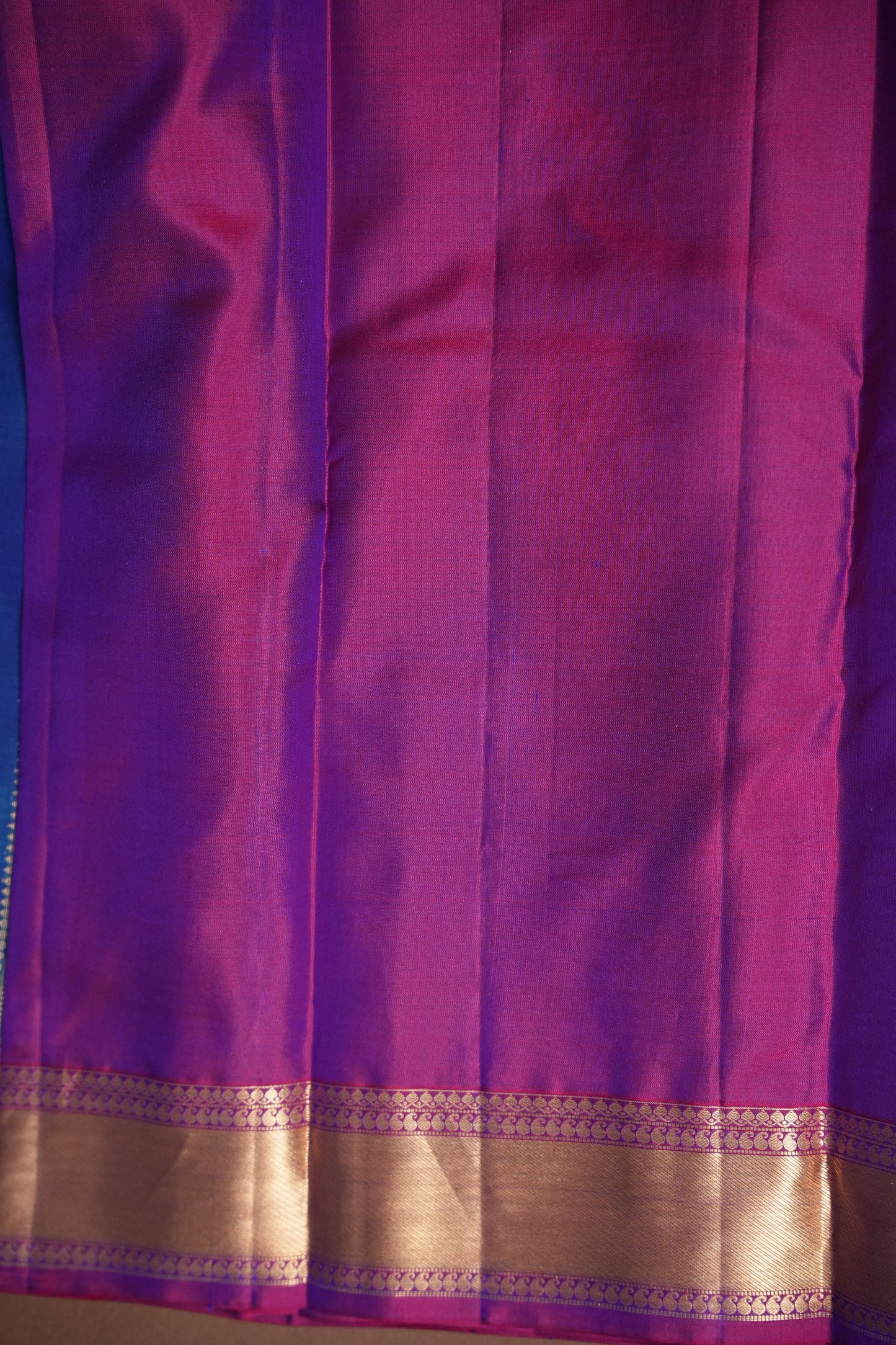 Peacock Blue & Purple Pure Kanchipuram Silk Saree|Silk Mark Certified