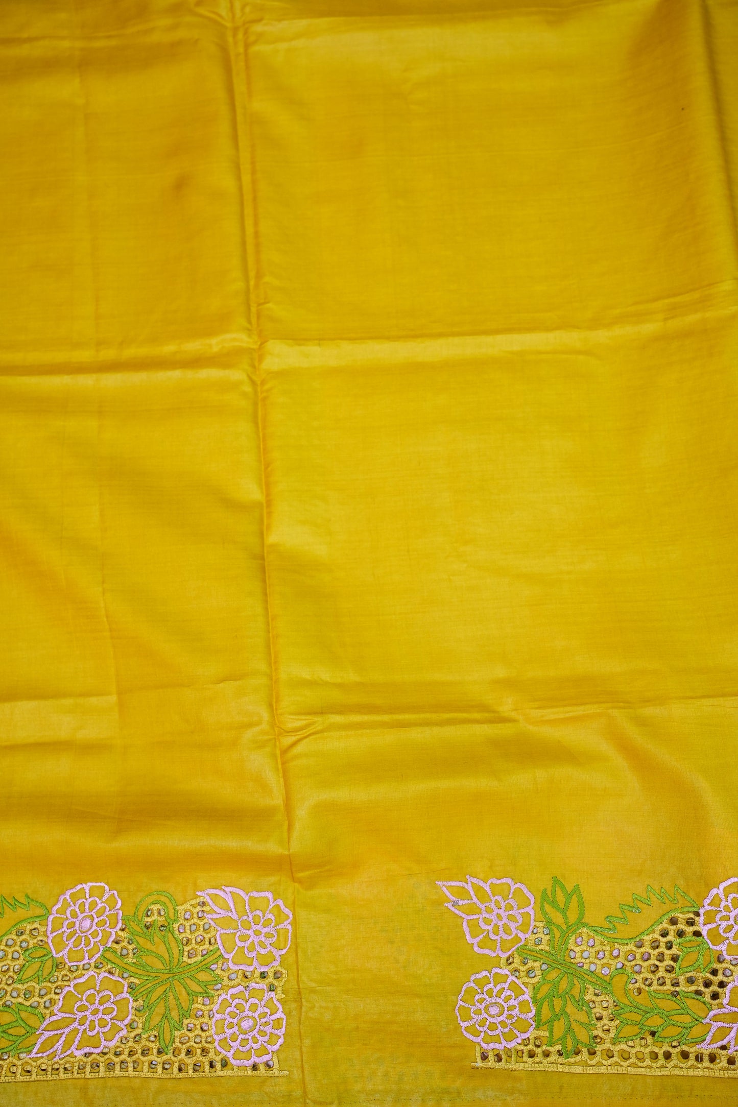 Pure Tussar Silk Saree with Cutwork Borders & Pallu β Yellow