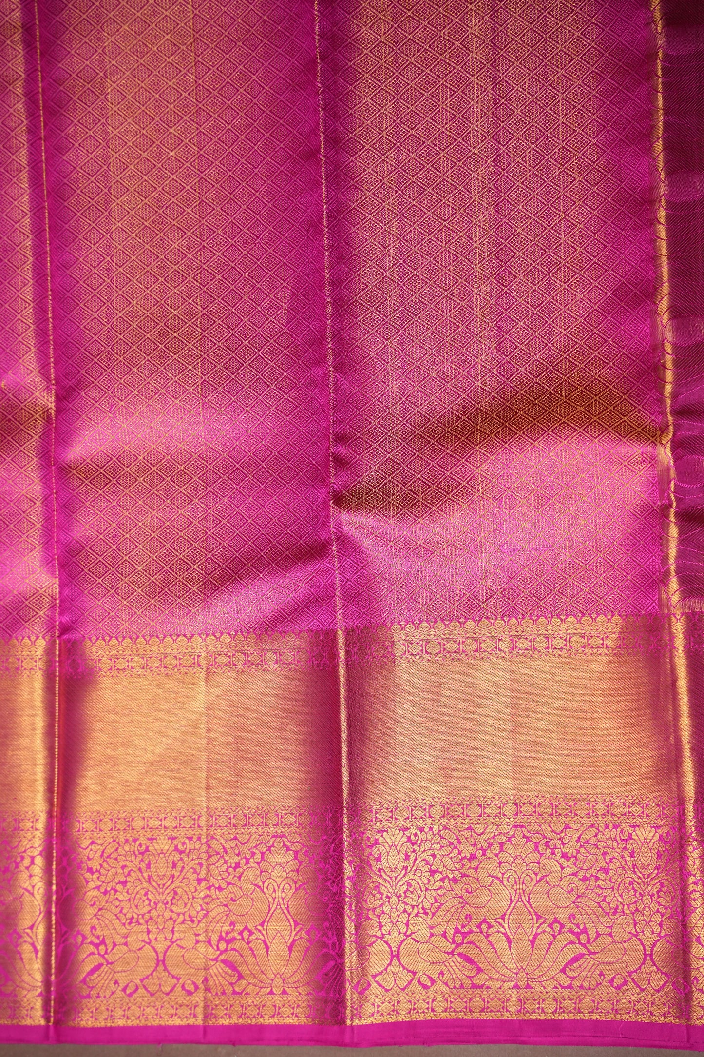 Pastel Mint Green & Hot Pink Pure Tissue Kanchipuram Silk Saree|Silk Mark Certified