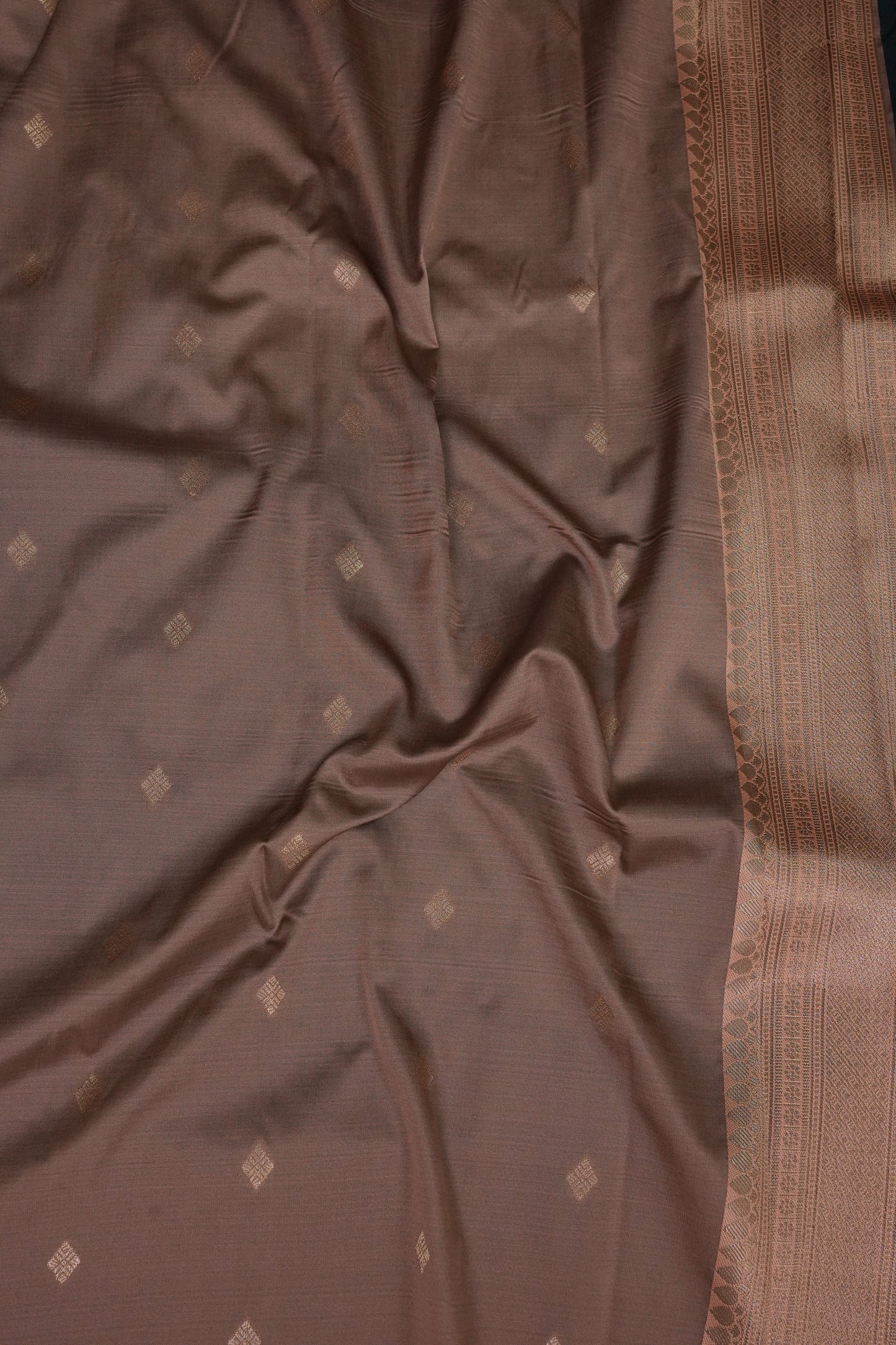 Kanchivaram Semi Silk Saree - Peacock Blue with Peach