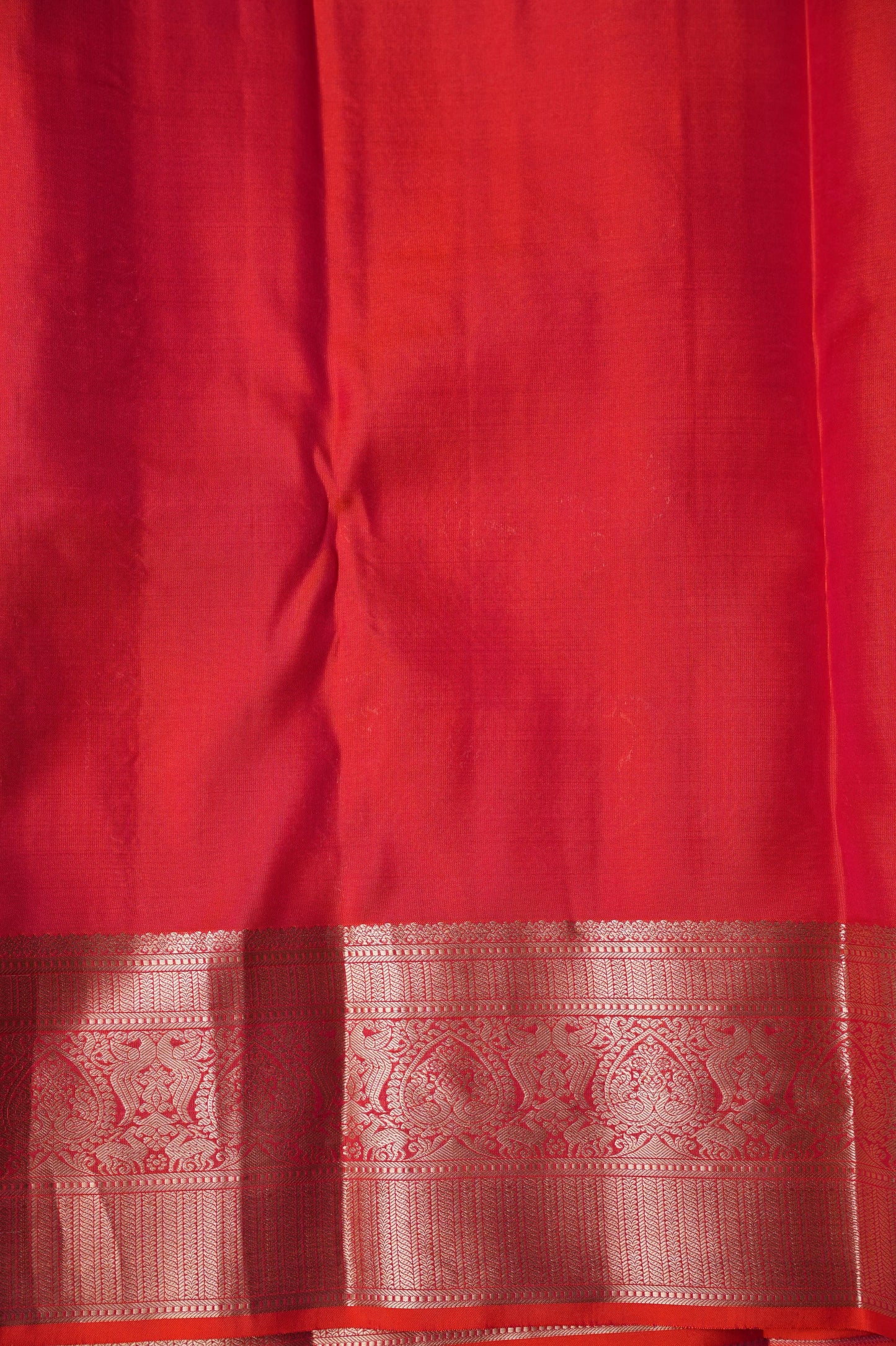 Pure Kanchipuram Brocade Silk Saree - Orange| Silk Mark Certified