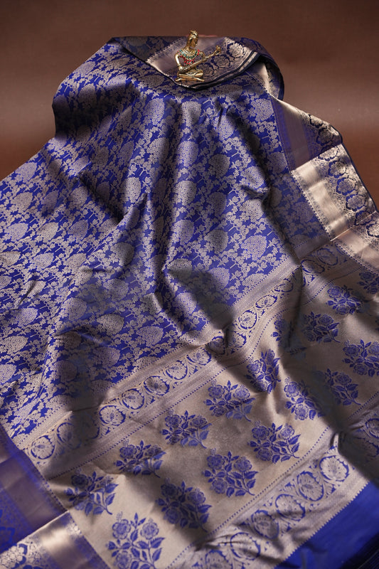 Pure Kanchipuram Brocade Silk Saree - Royal Blue| Silk Mark Certified