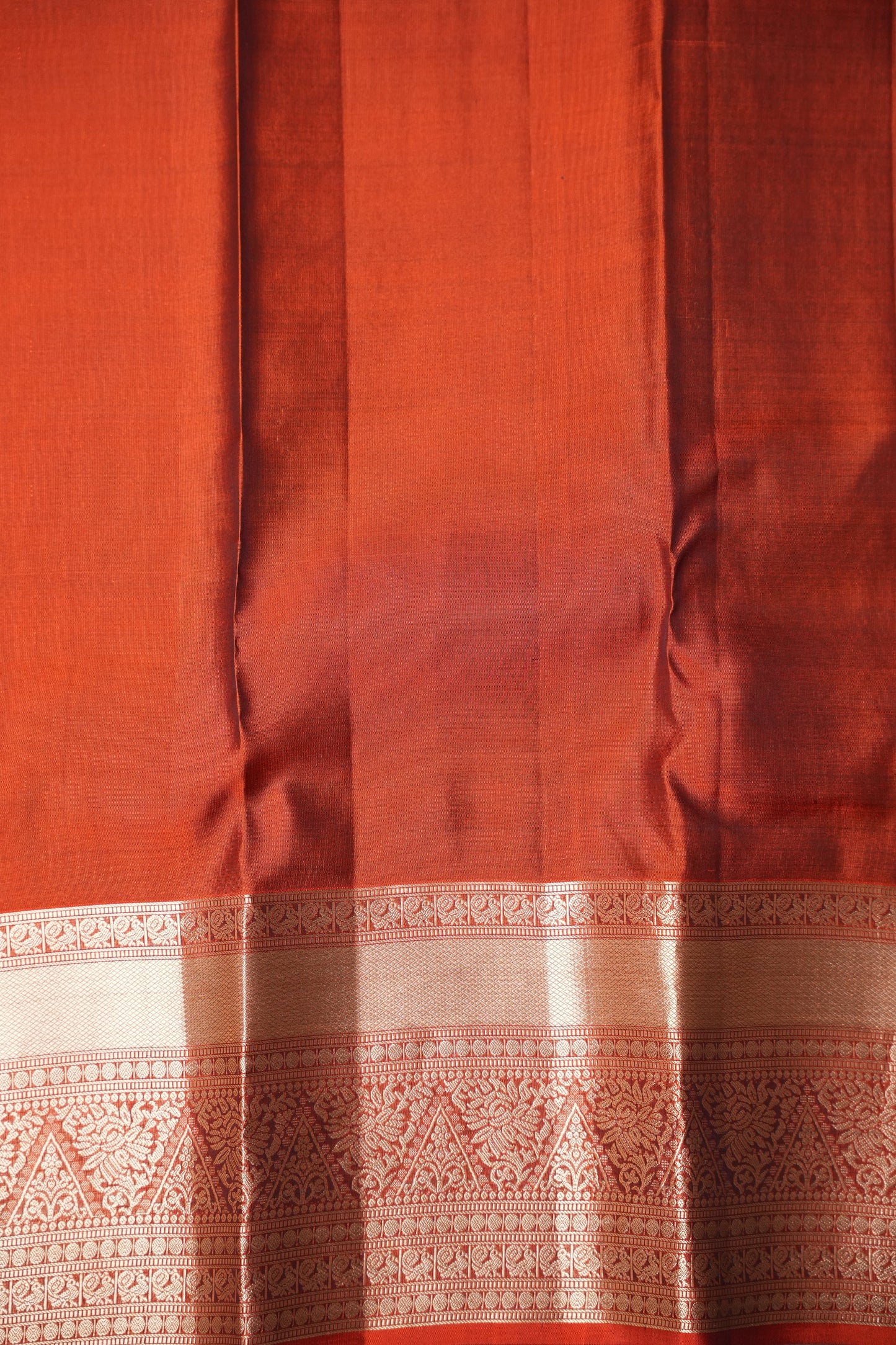 Pure Soft Silk Saree - Oliver Green & Rust| Silk Mark Certified