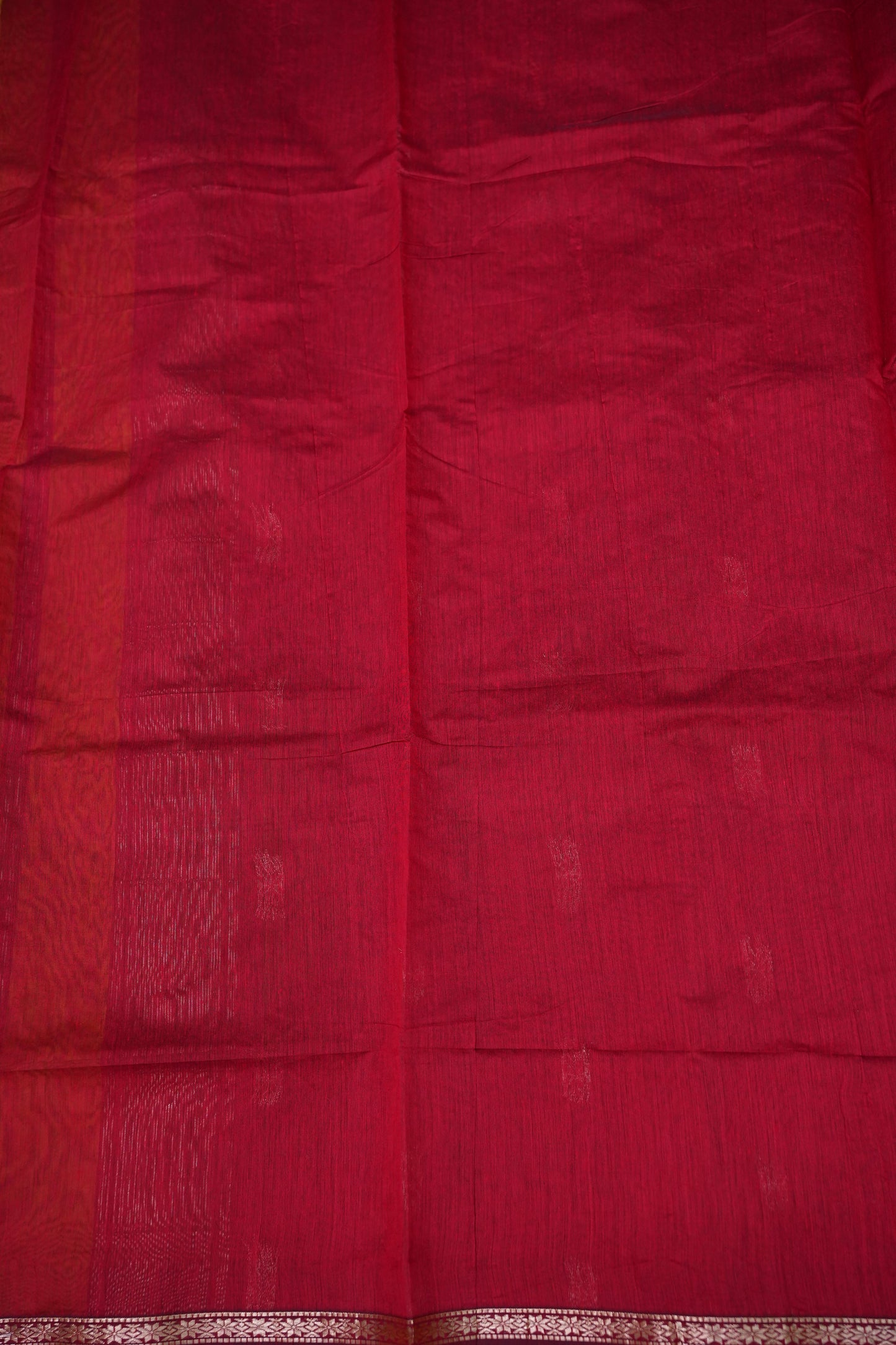 Maheshwari Silk Cotton Saree | Mustard With Red