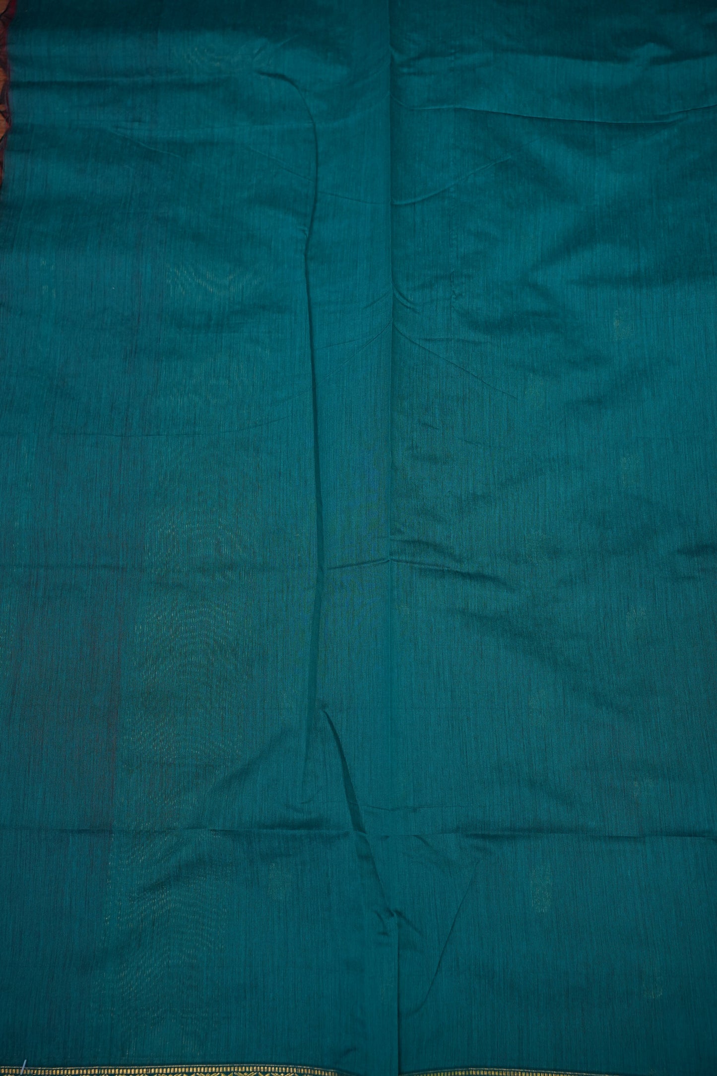 Maheshwari Silk Cotton Saree | Red with Turquoise Blue